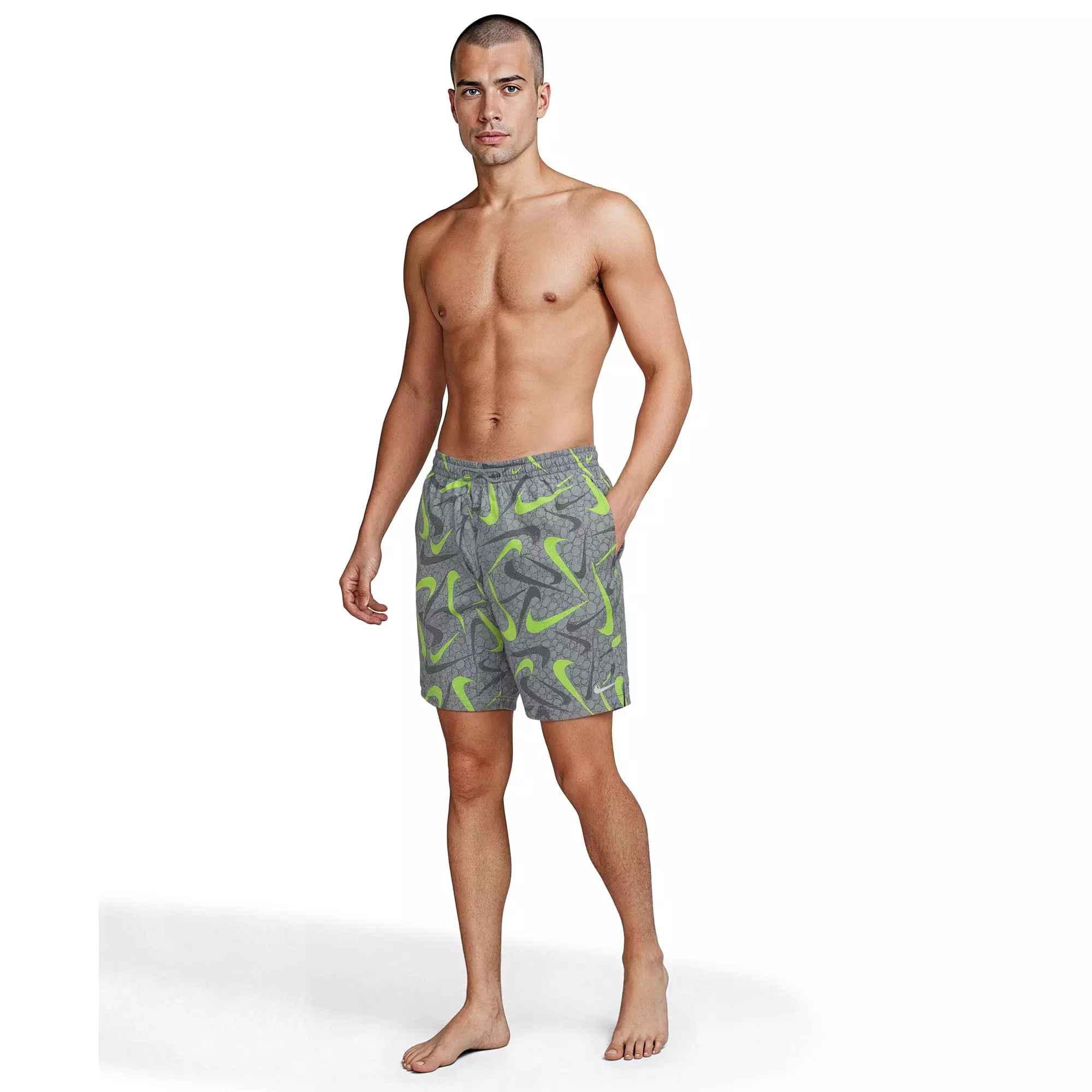 Nike Men's Swim Breaker 7" Brief-Lined Volley Swim Shorts - GREY