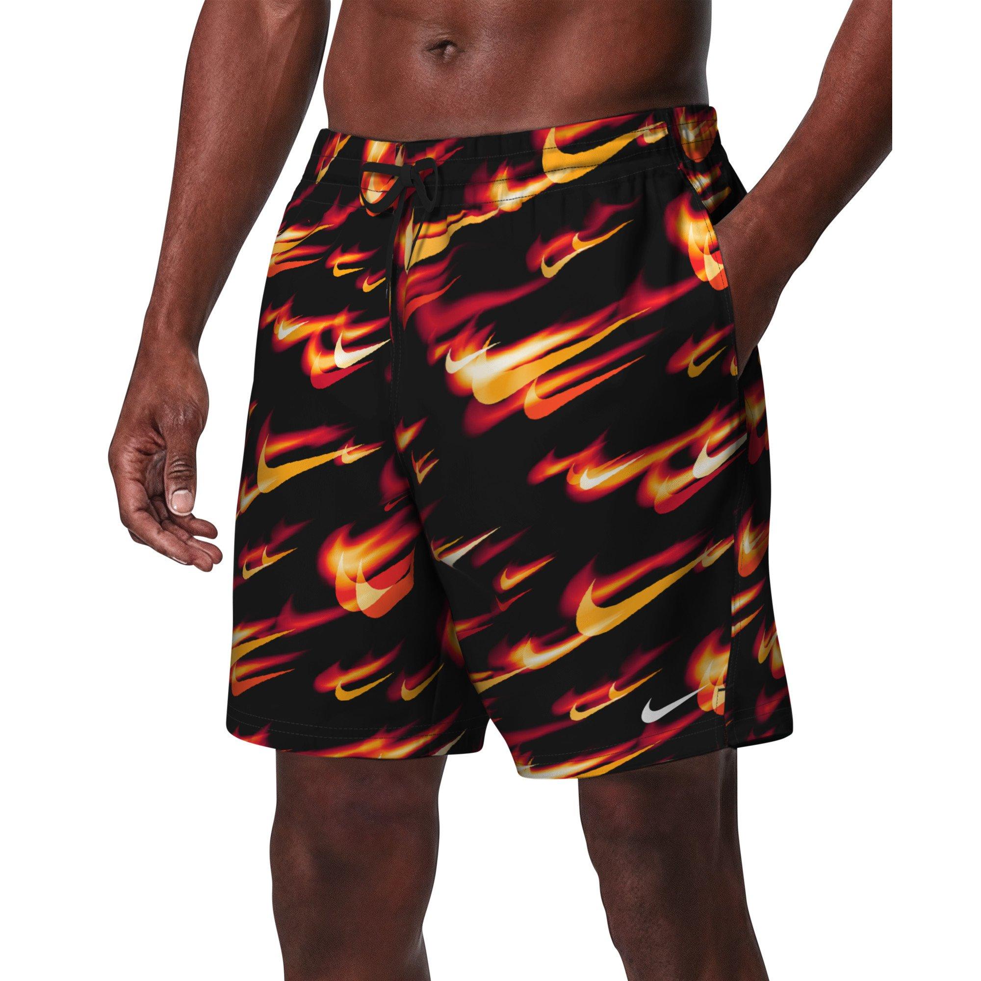 Nike Men's Swim Breaker 7" Brief-Lined Volley Swim Shorts - BLACK/RED/YELLOW Thumbnail View 1