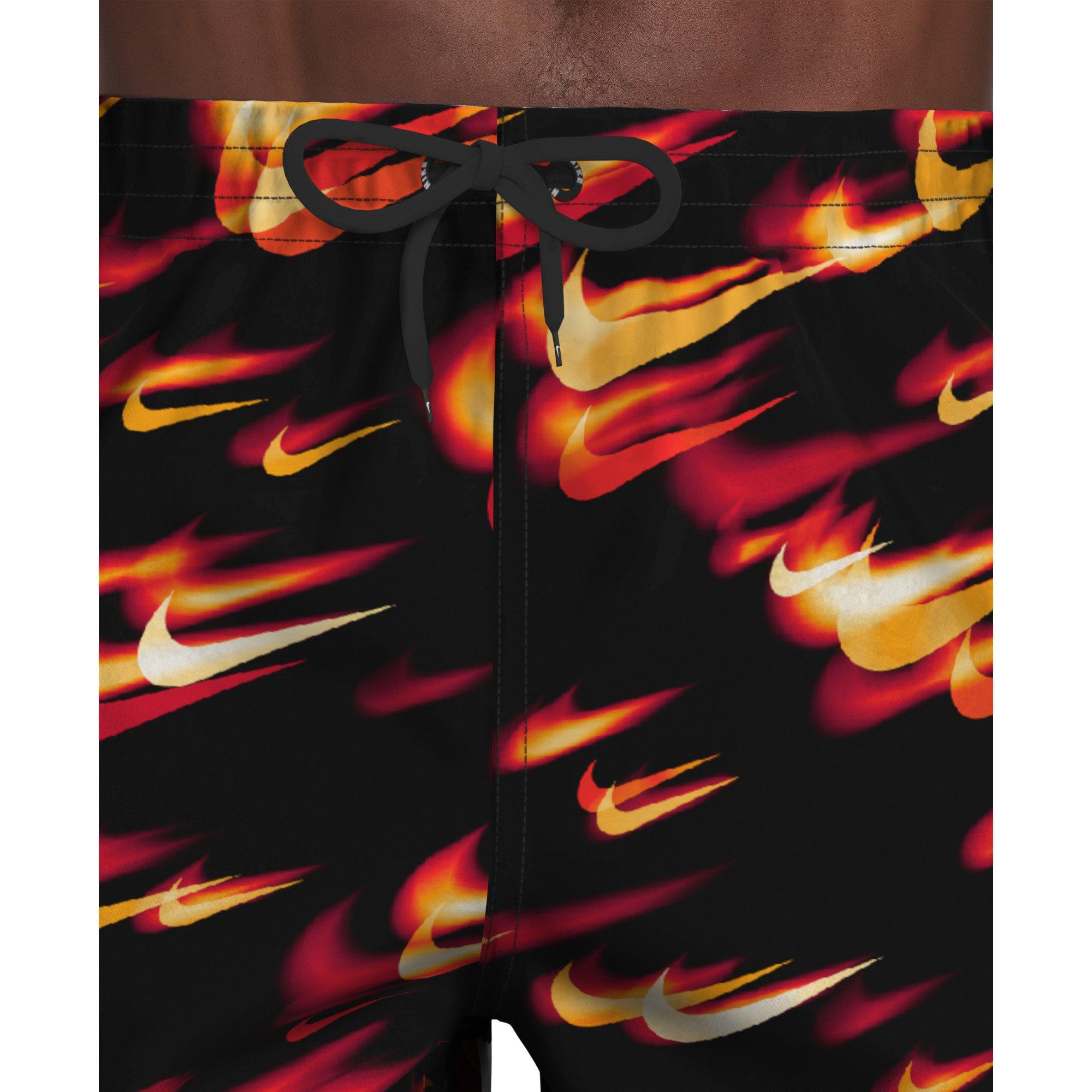 Nike Men's Swim Breaker 7" Brief-Lined Volley Swim Shorts - BLACK/RED/YELLOW Thumbnail View 3