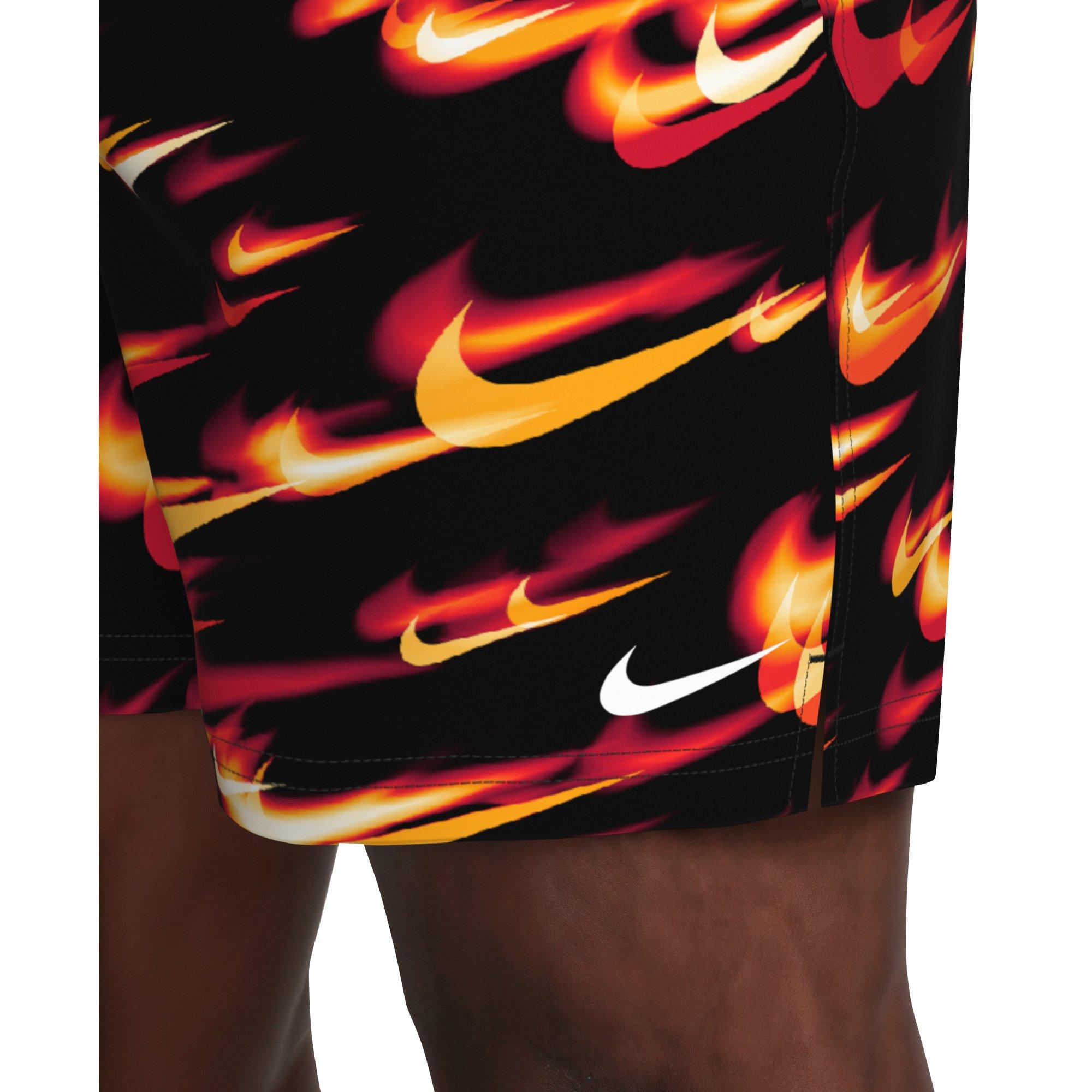 Nike Men's Swim Breaker 7" Brief-Lined Volley Swim Shorts - BLACK/RED/YELLOW Thumbnail View 5