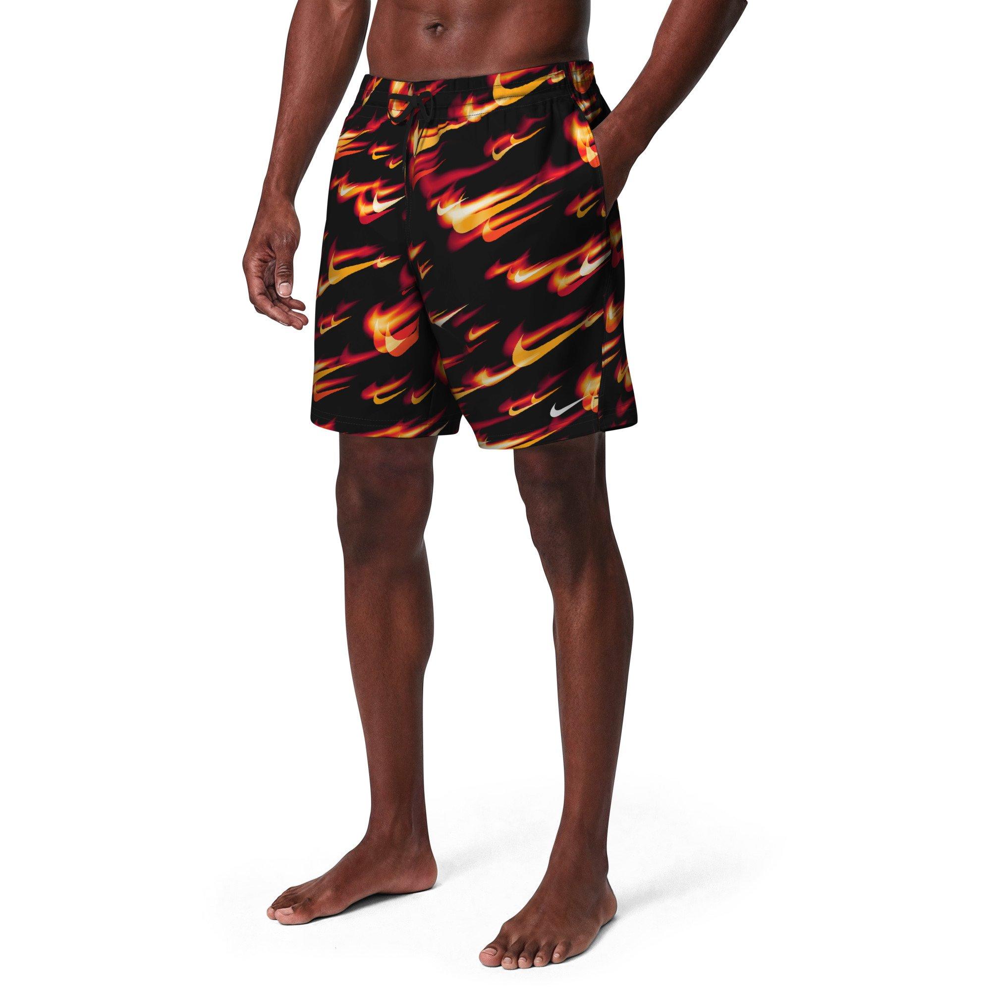 Nike Men's Swim Breaker 7" Brief-Lined Volley Swim Shorts - BLACK/RED/YELLOW Thumbnail View 6
