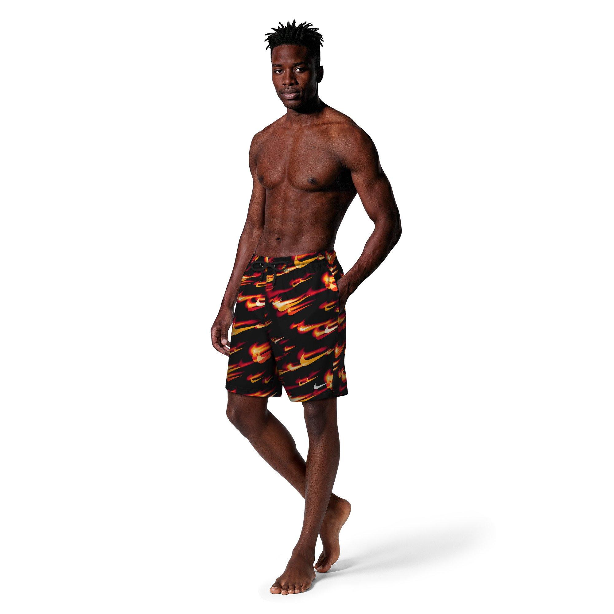 Nike Men's Swim Breaker 7" Brief-Lined Volley Swim Shorts - BLACK/RED/YELLOW Thumbnail View 7