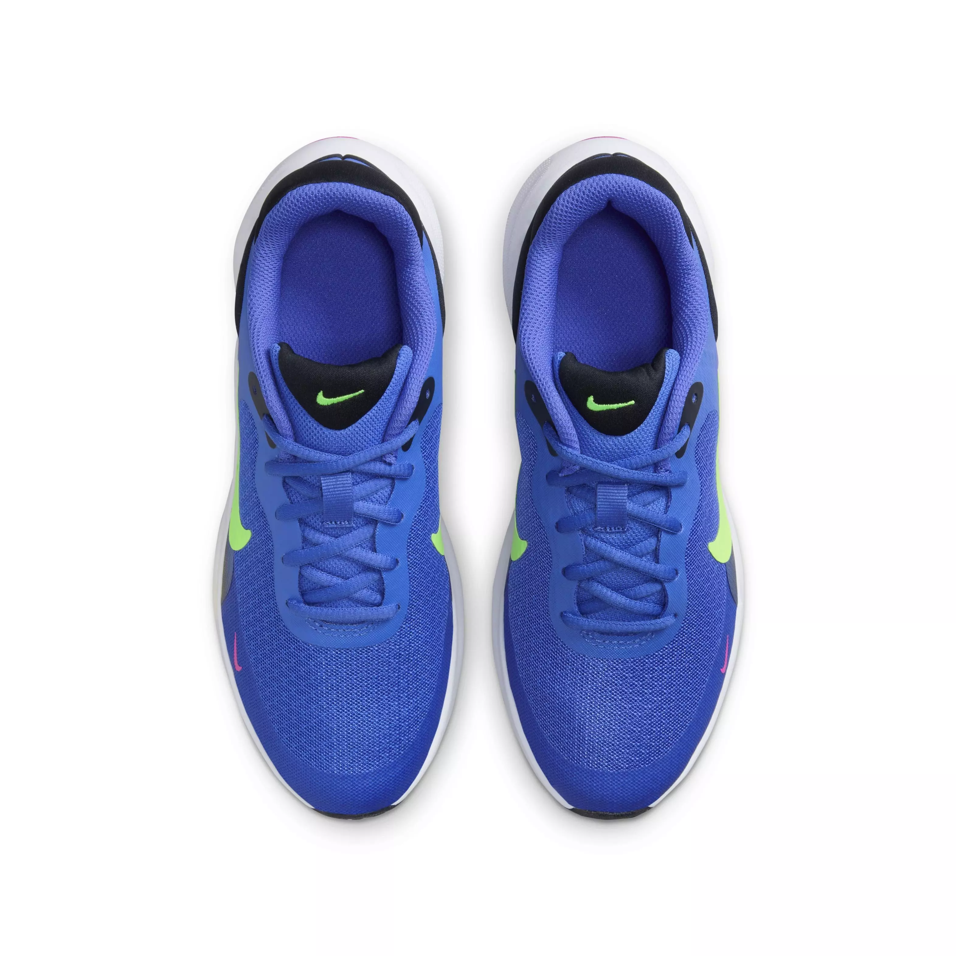 Nike Revolution 7 "Light Ultramarine/Dark Obsidian/White/Lime Blast" Grade School Kids' Running Shoe - LT ULTRAMARINE/DK OBSIDIAN/WHITE/LIME