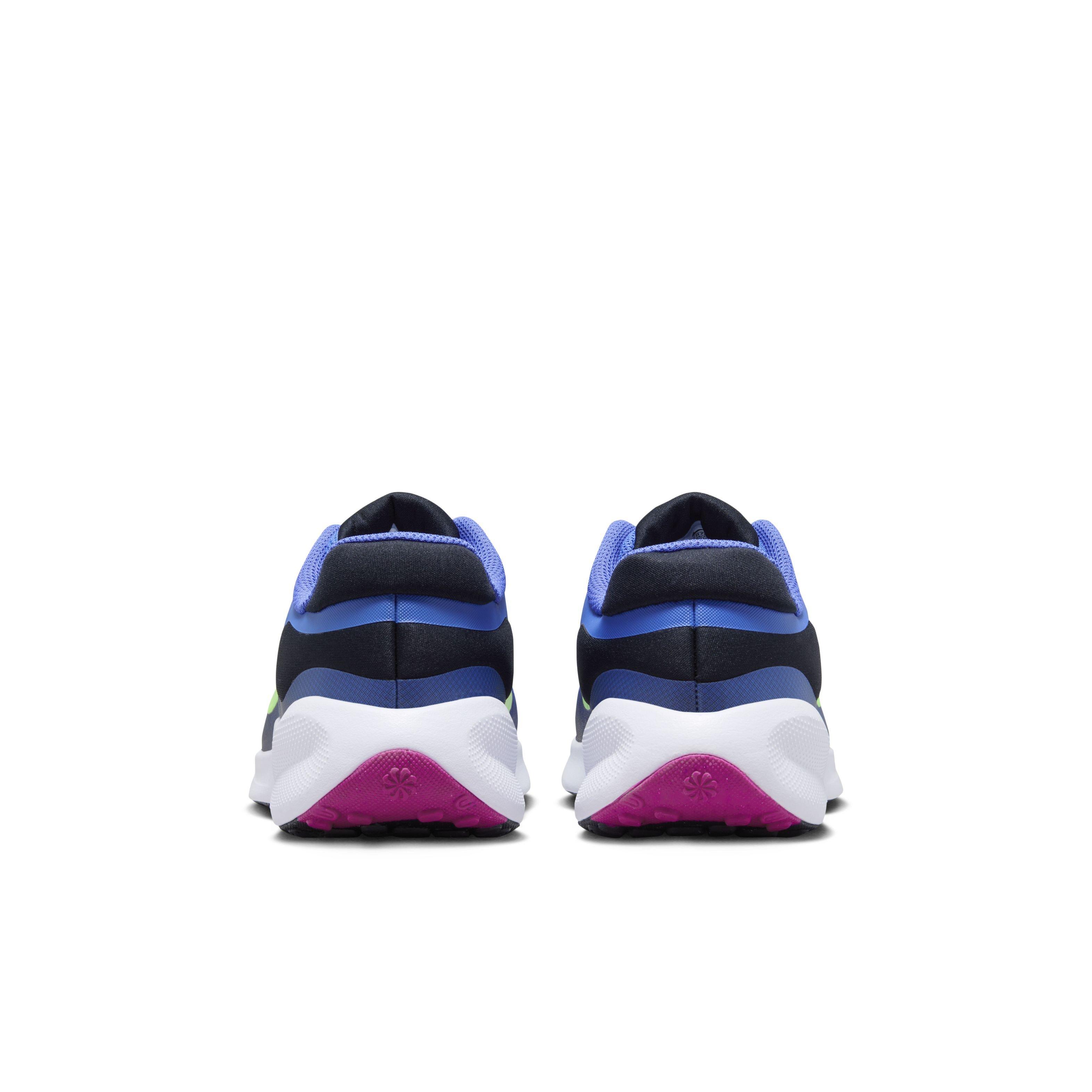 Nike Revolution 7 "Light Ultramarine/Dark Obsidian/White/Lime Blast" Grade School Kids' Running Shoe - LT ULTRAMARINE/DK OBSIDIAN/WHITE/LIME Thumbnail View 5