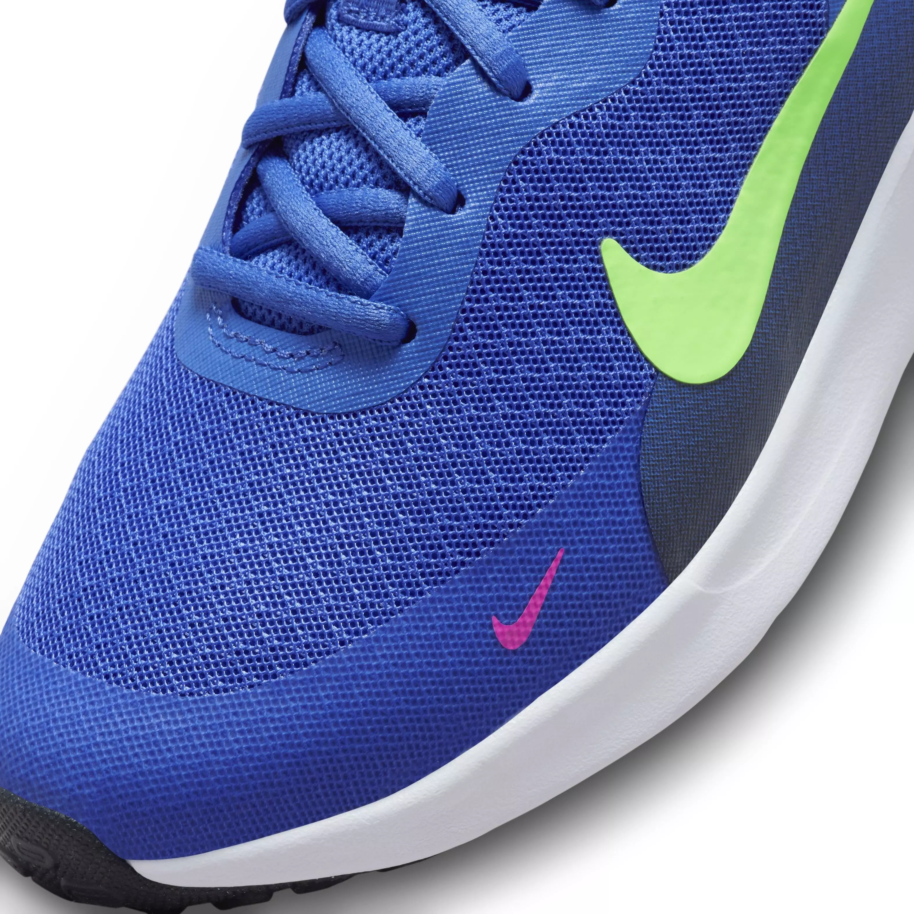 Nike Revolution 7 "Light Ultramarine/Dark Obsidian/White/Lime Blast" Grade School Kids' Running Shoe - LT ULTRAMARINE/DK OBSIDIAN/WHITE/LIME