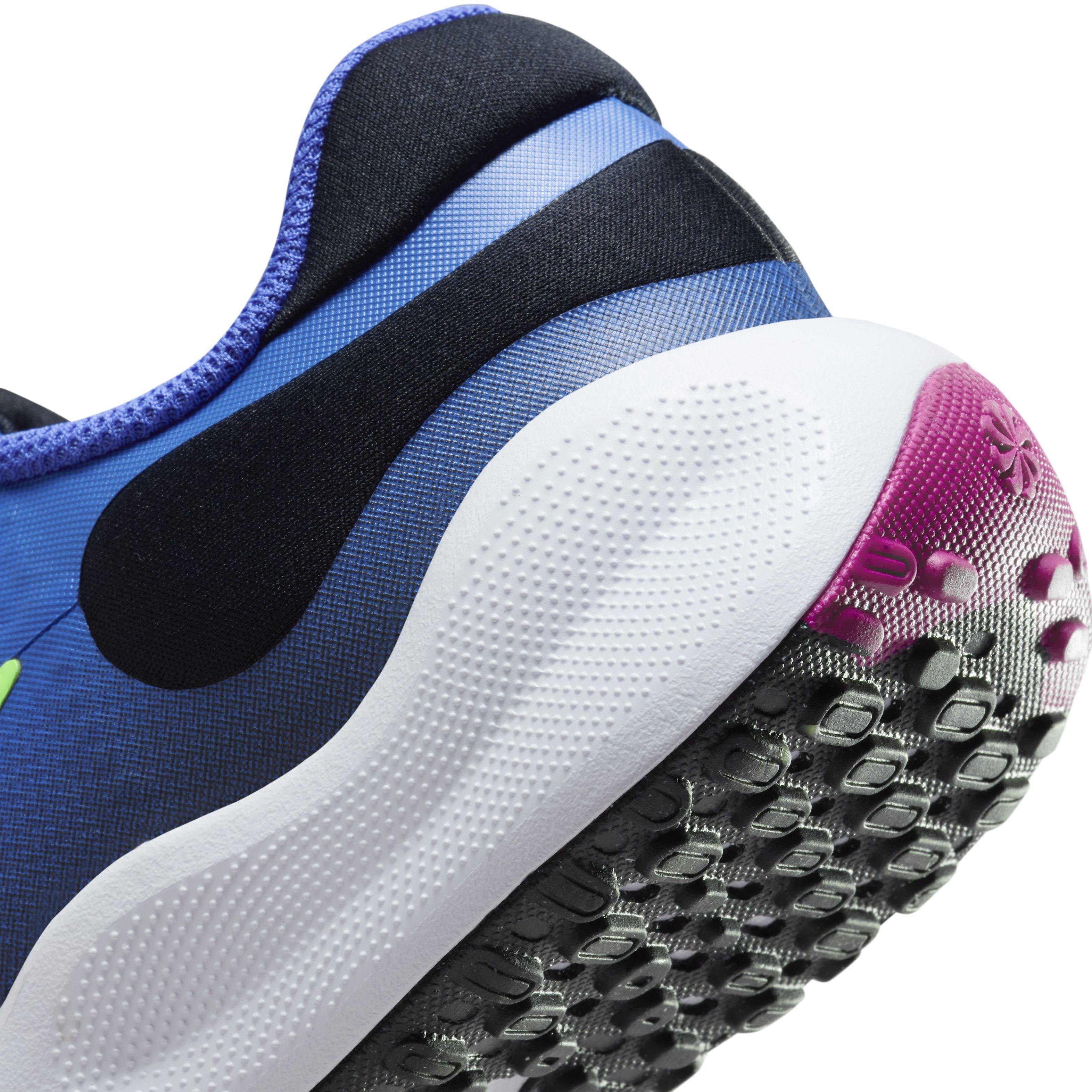 Nike Revolution 7 "Light Ultramarine/Dark Obsidian/White/Lime Blast" Grade School Kids' Running Shoe - LT ULTRAMARINE/DK OBSIDIAN/WHITE/LIME Thumbnail View 8