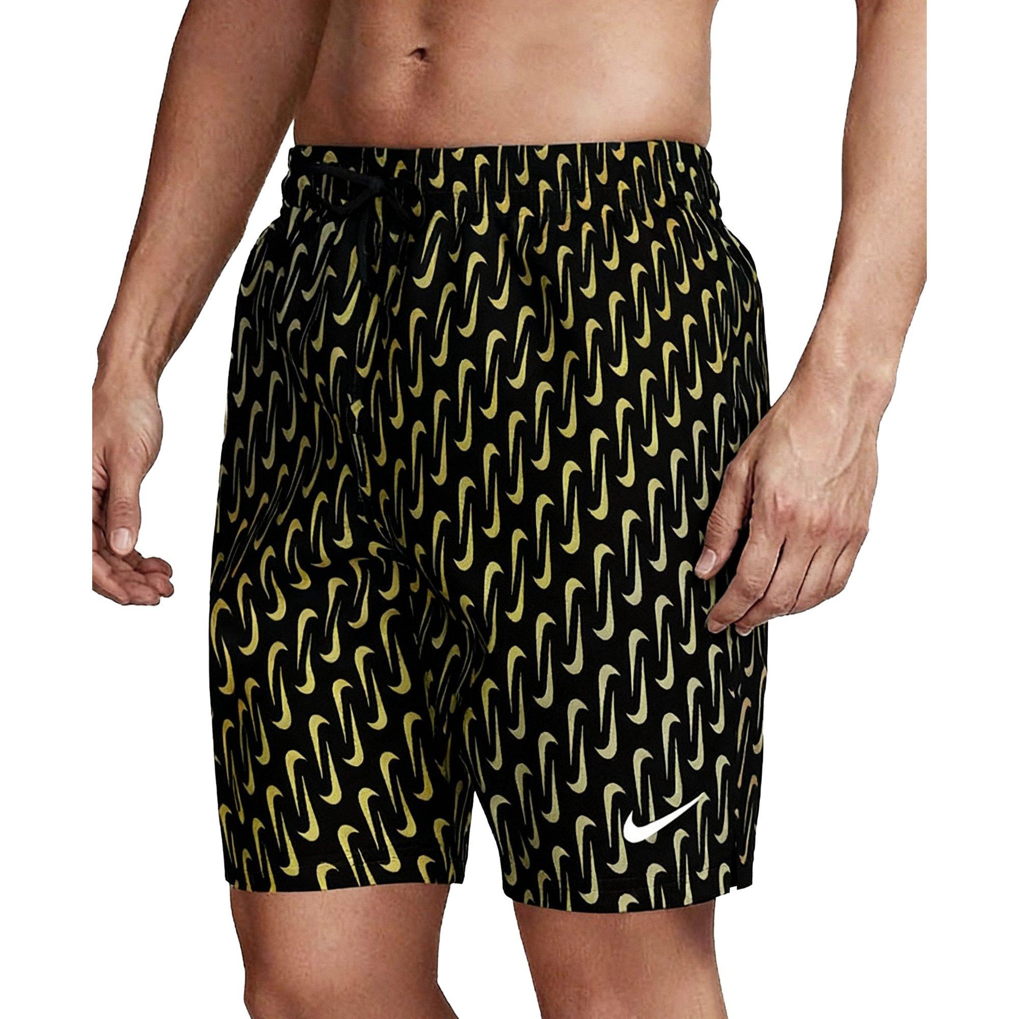 Nike Men's Swim 7" Brief-Lined Breaker Volley Swim Shorts - BLACK Thumbnail View 1