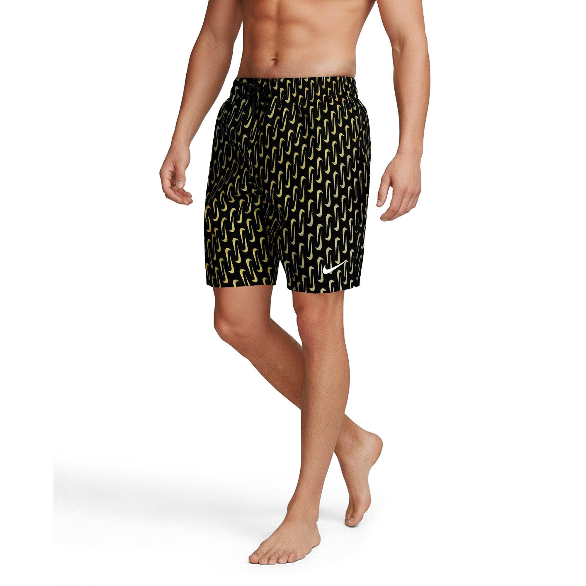 Nike Men's Swim 7" Brief-Lined Breaker Volley Swim Shorts - BLACK Thumbnail View 3