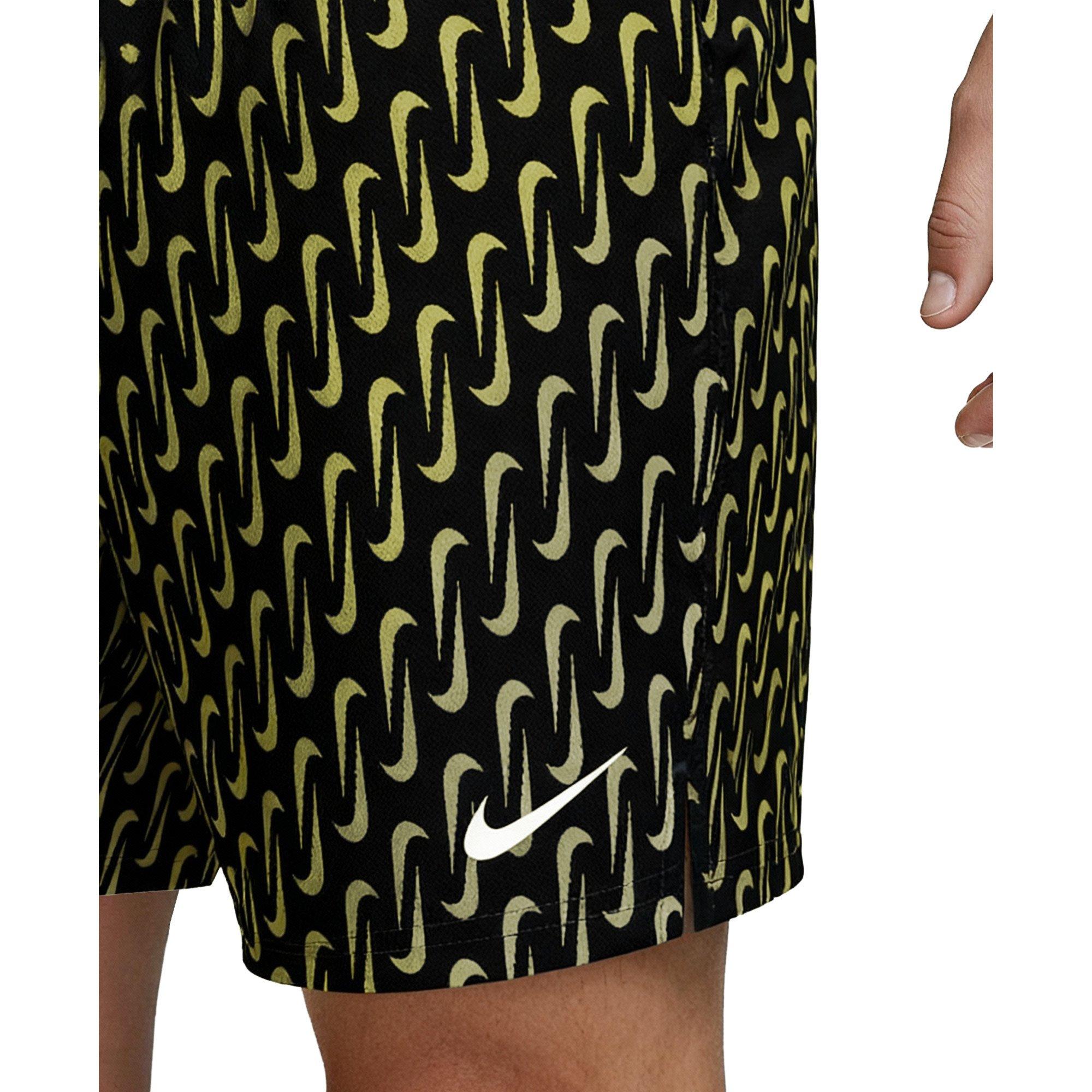 Nike Men's Swim 7" Brief-Lined Breaker Volley Swim Shorts - BLACK Thumbnail View 6