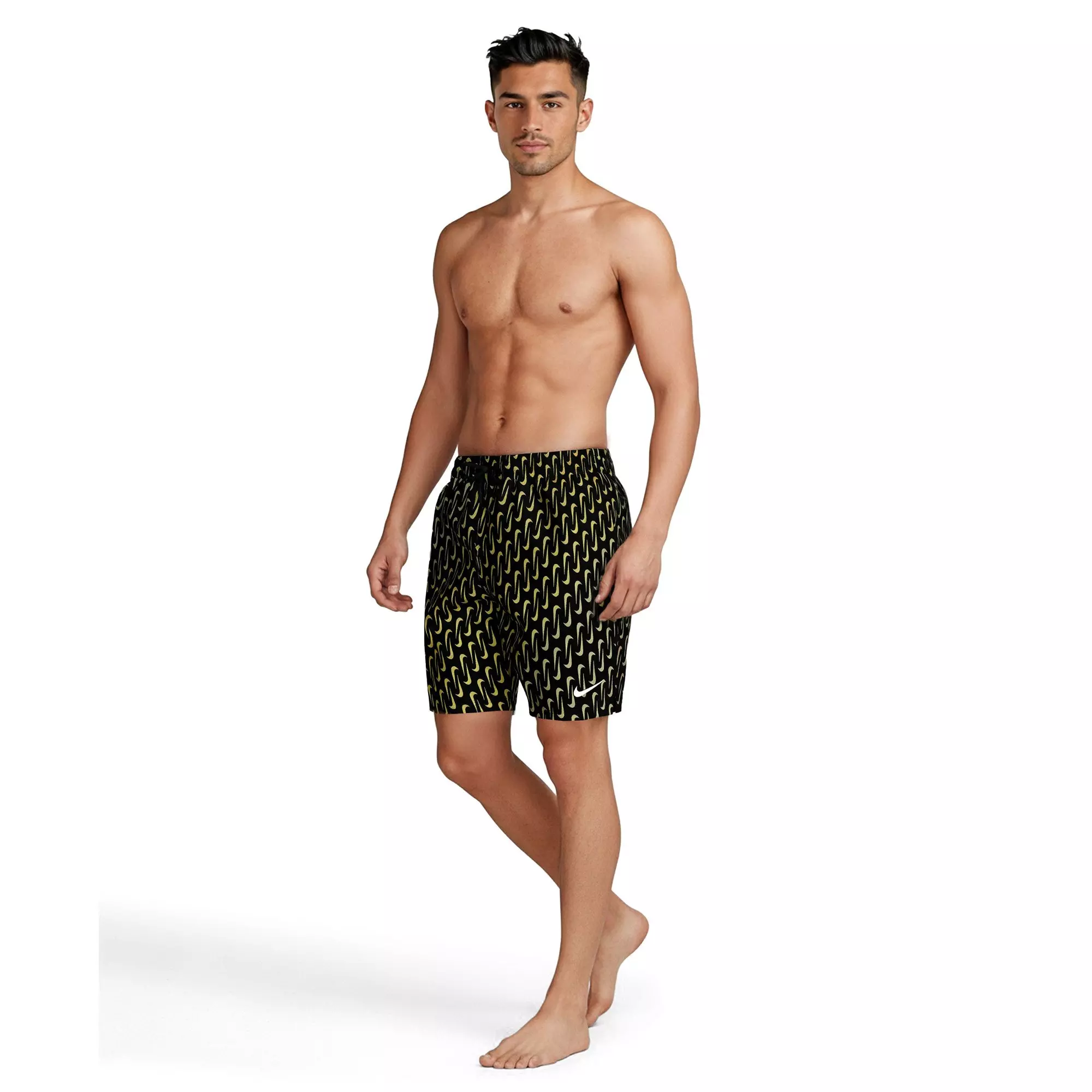 Nike Men's Swim 7" Brief-Lined Breaker Volley Swim Shorts - BLACK