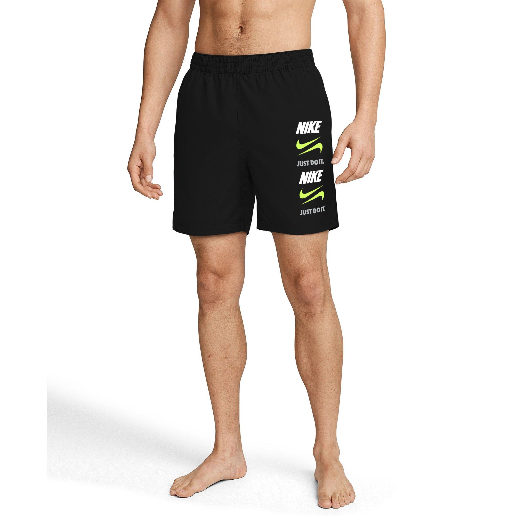 Nike Men's Swim 7" Breaker Brief-Lined Volley Swim Shorts - BLACK Thumbnail View 3