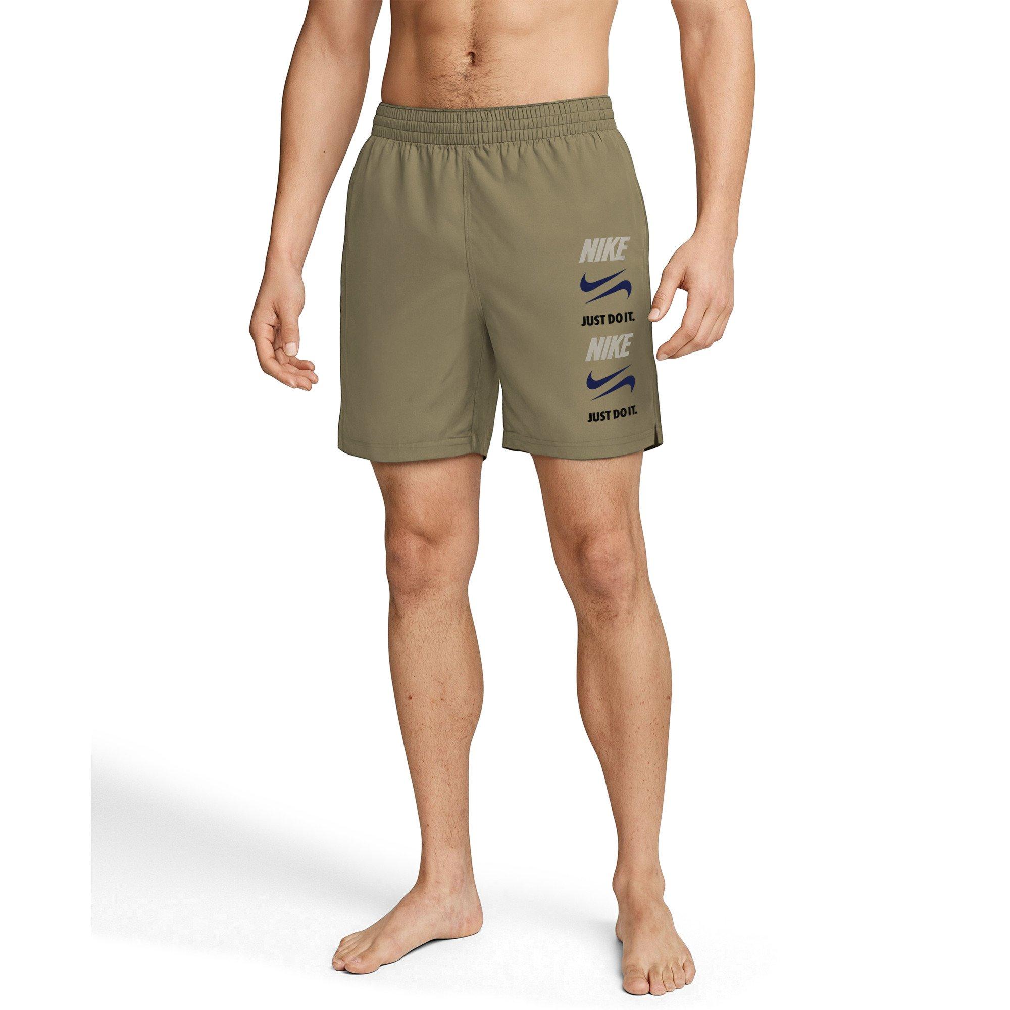 Nike Men's Swim 7" Breaker Brief-Lined Volley Swim Shorts - BEIGE Thumbnail View 1