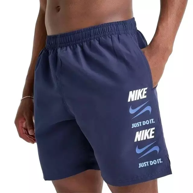 Nike Men's Swim 7" Breaker Brief-Lined Volley Swim Shorts - NAVY