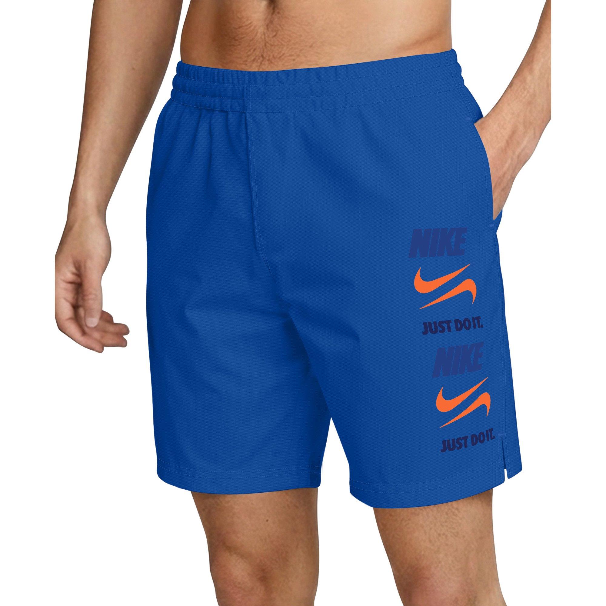 Nike Men's Swim 7" Breaker Brief-Lined Volley Swim Shorts - BLUE Thumbnail View 1