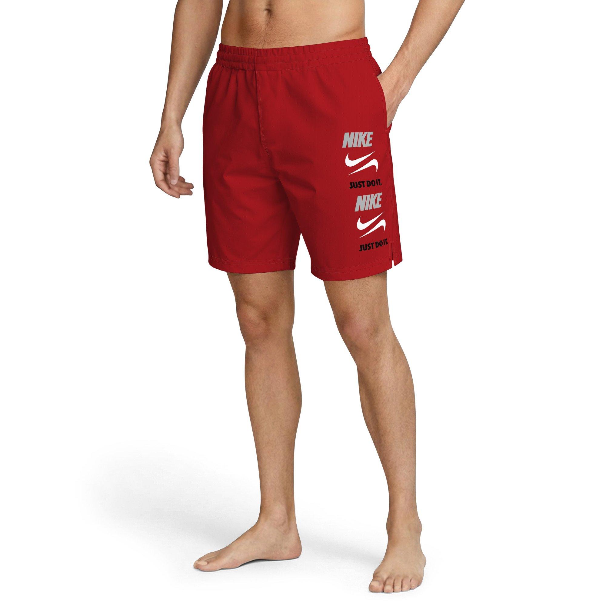 Nike Men's Swim 7" Breaker Brief-Lined Volley Swim Shorts - RED Thumbnail View 3