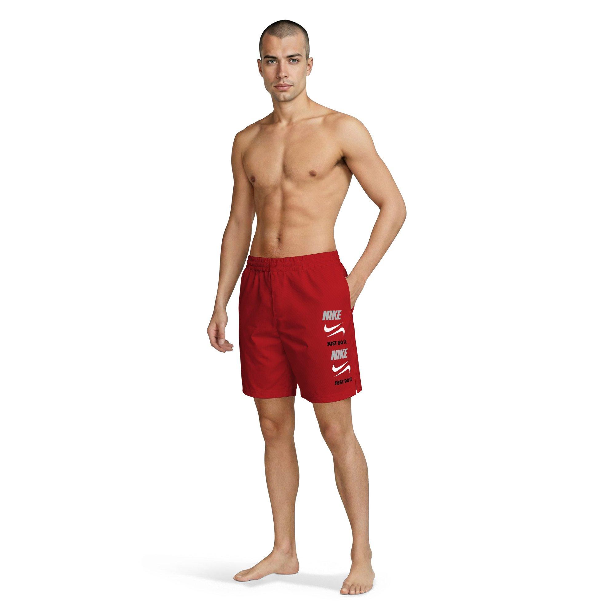 Nike Men's Swim 7" Breaker Brief-Lined Volley Swim Shorts - RED Thumbnail View 7
