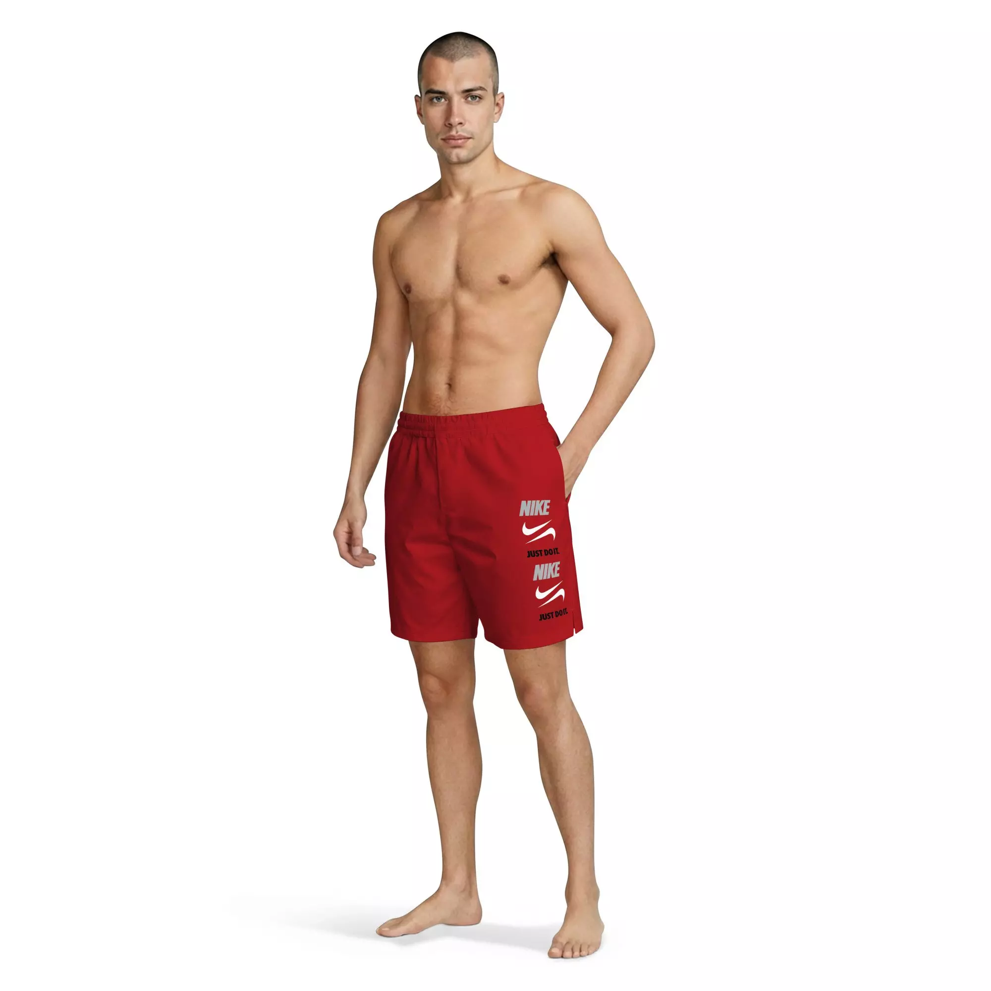 Nike Men's Swim 7" Breaker Brief-Lined Volley Swim Shorts - RED