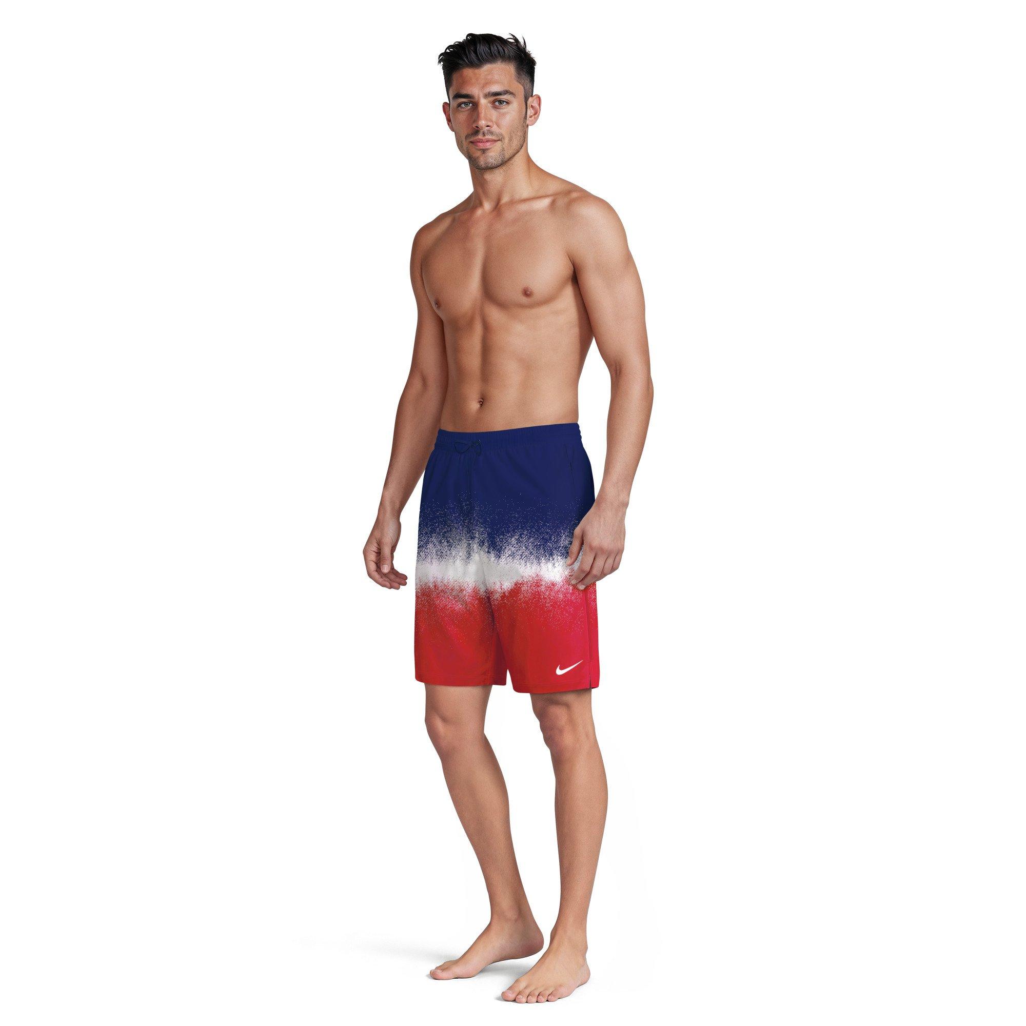 Nike Men's Swim Breaker Brief-Lined 9" Volley Swim Shorts - BLUE/RED Thumbnail View 7