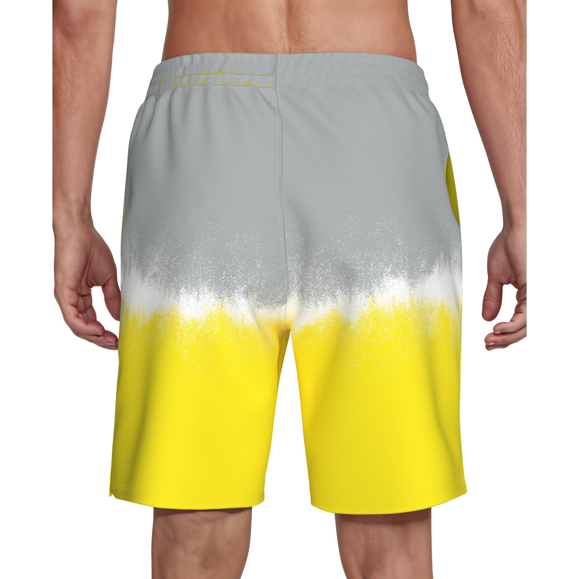 Nike Men's Swim Breaker Brief-Lined 9" Volley Swim Shorts - GREY/YELLOW Thumbnail View 2