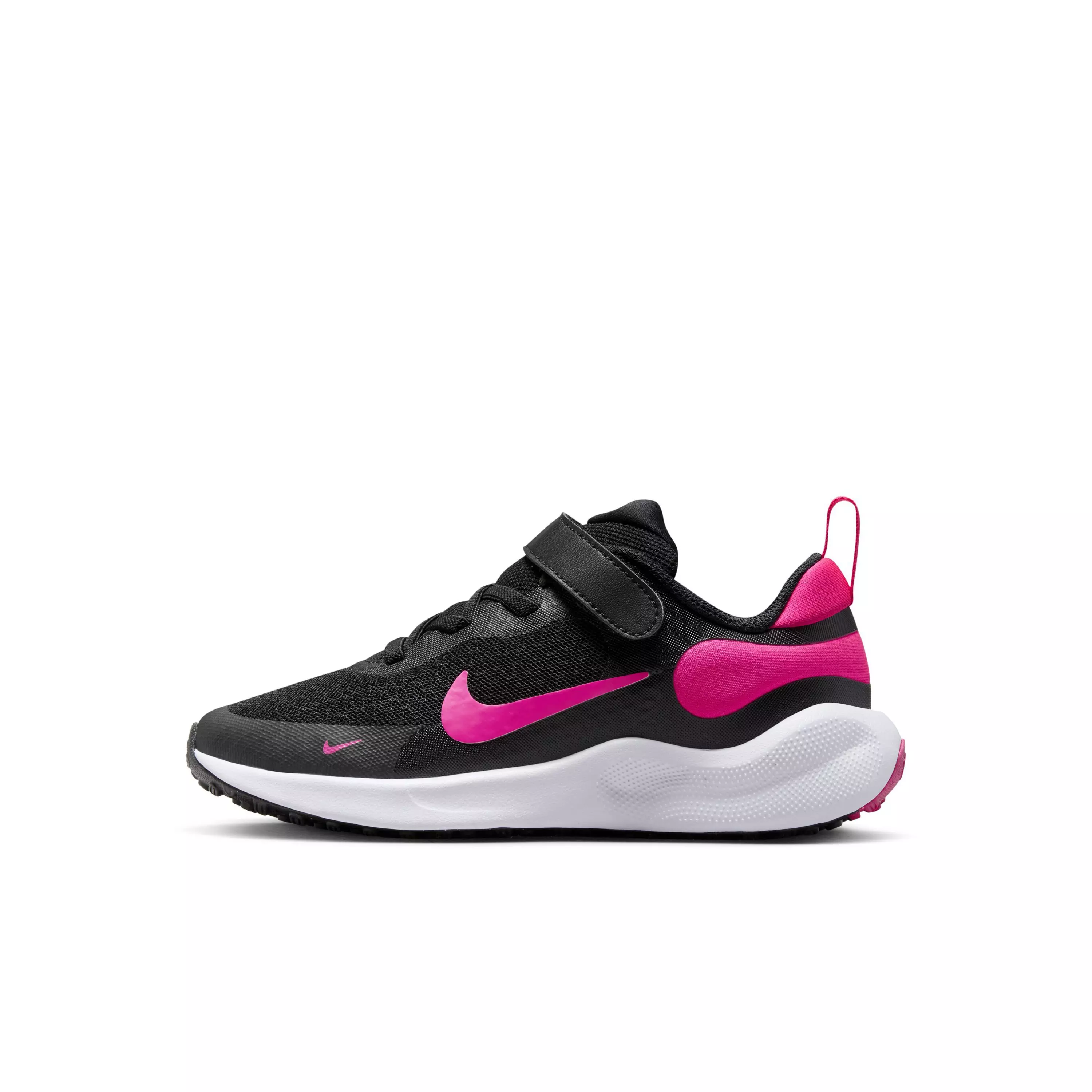 Nike Revolution 7 "Black/White/Hyper Pink" Preschool Girls' Running Shoe - BLACK/WHITE/PINK
