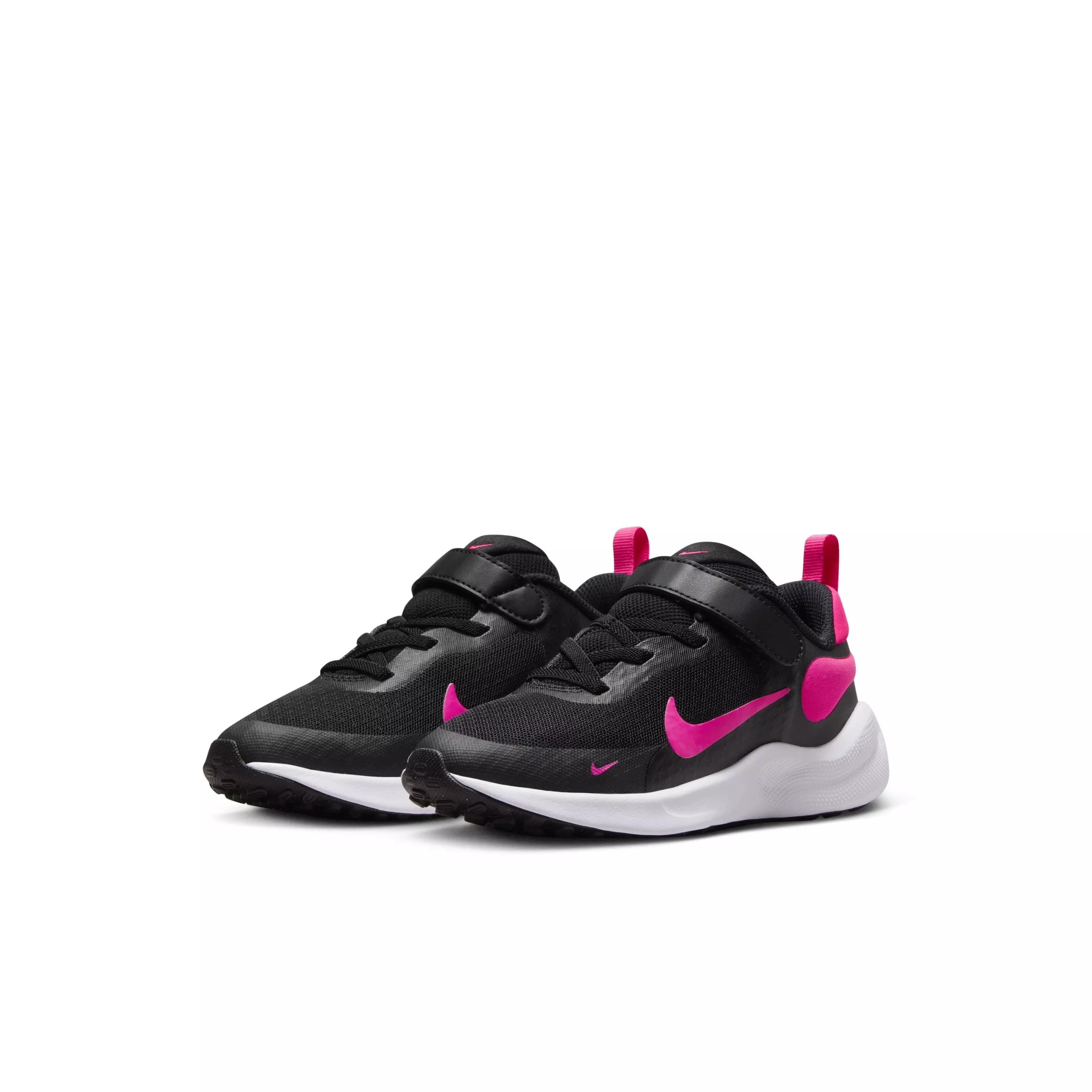 Nike Revolution 7 "Black/White/Hyper Pink" Preschool Girls' Running Shoe - BLACK/WHITE/PINK