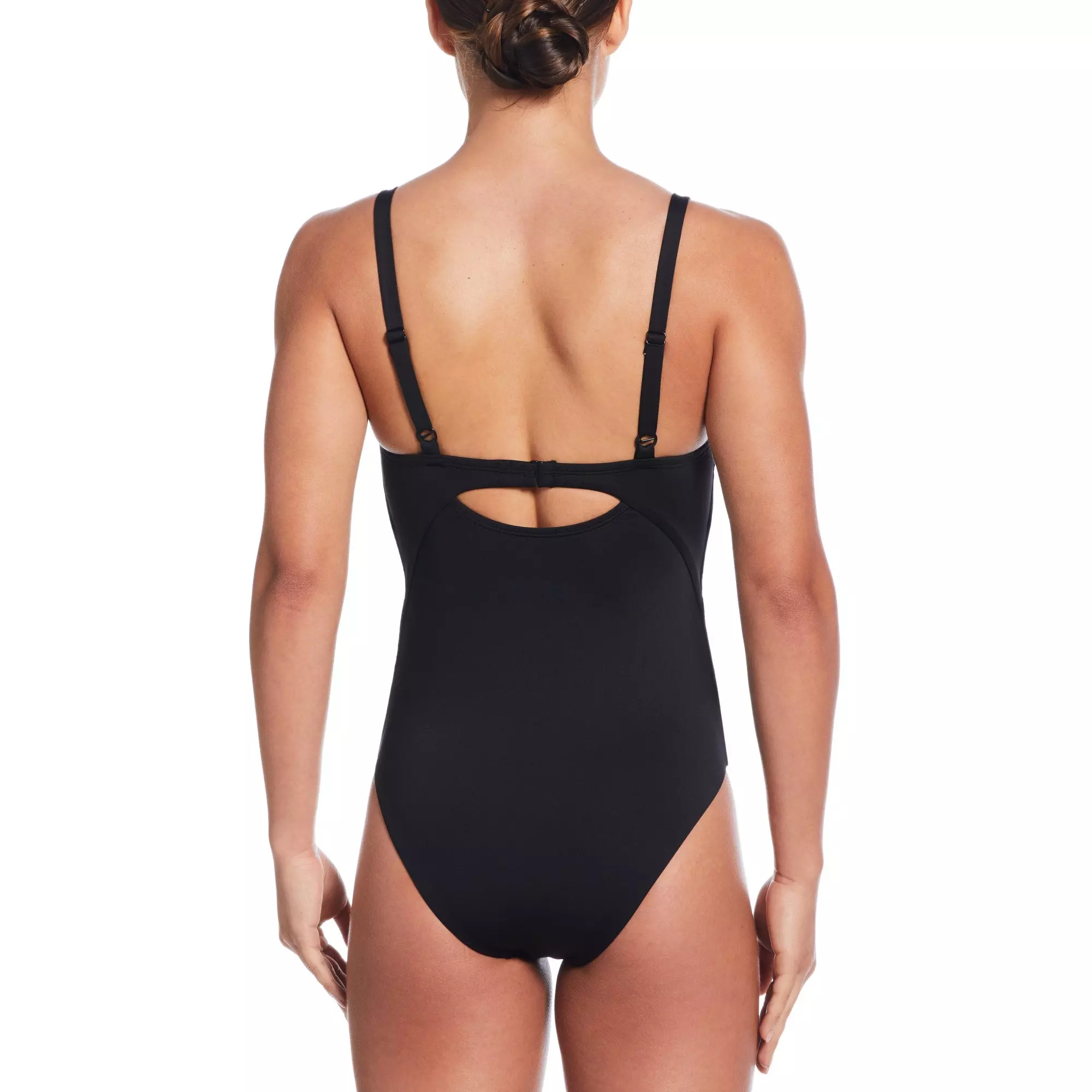 Nike Women's Swim Effortless Essential V-Neck One Piece Swimsuit - BLACK