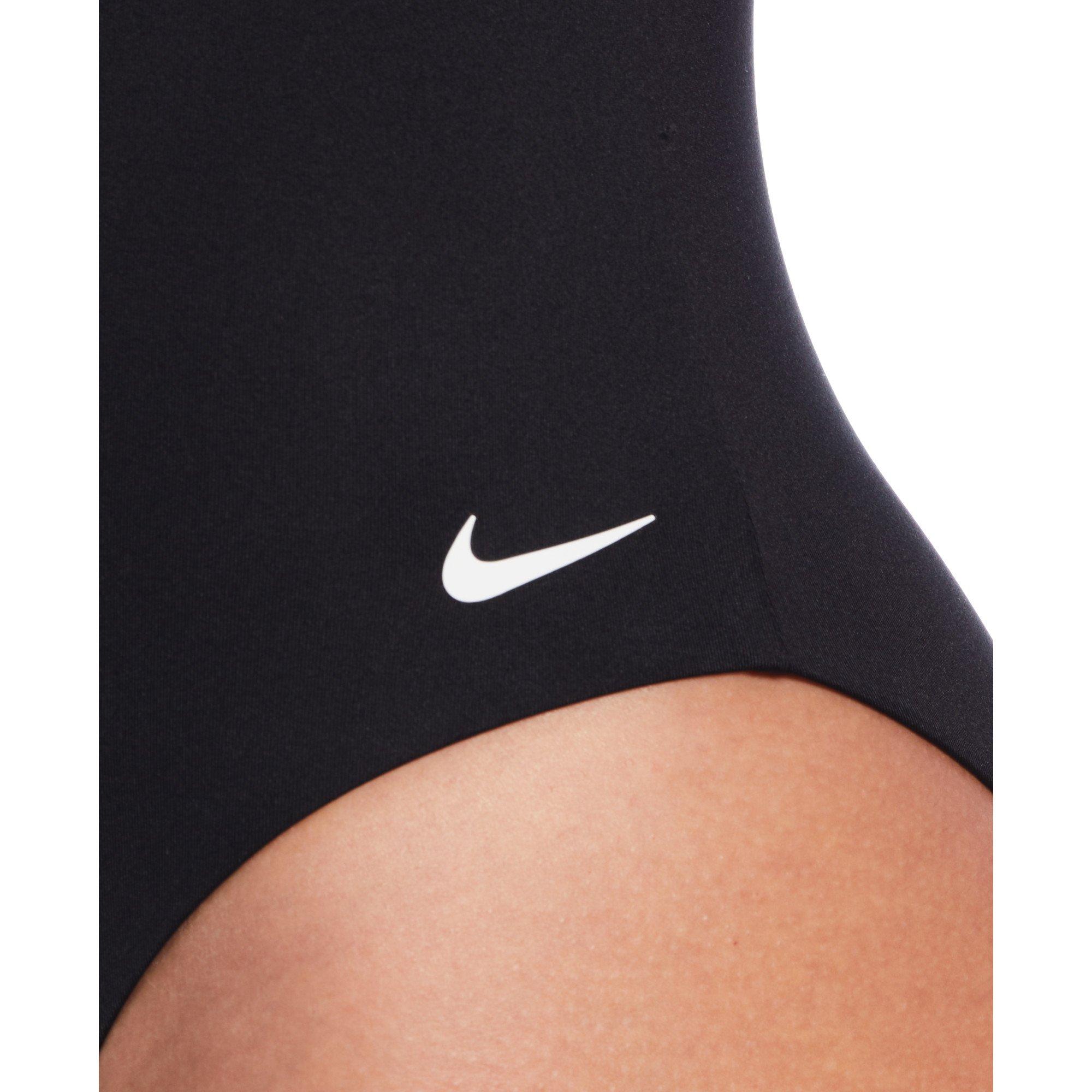Nike Women's Swim Effortless Essential V-Neck One Piece Swimsuit - BLACK Thumbnail View 3