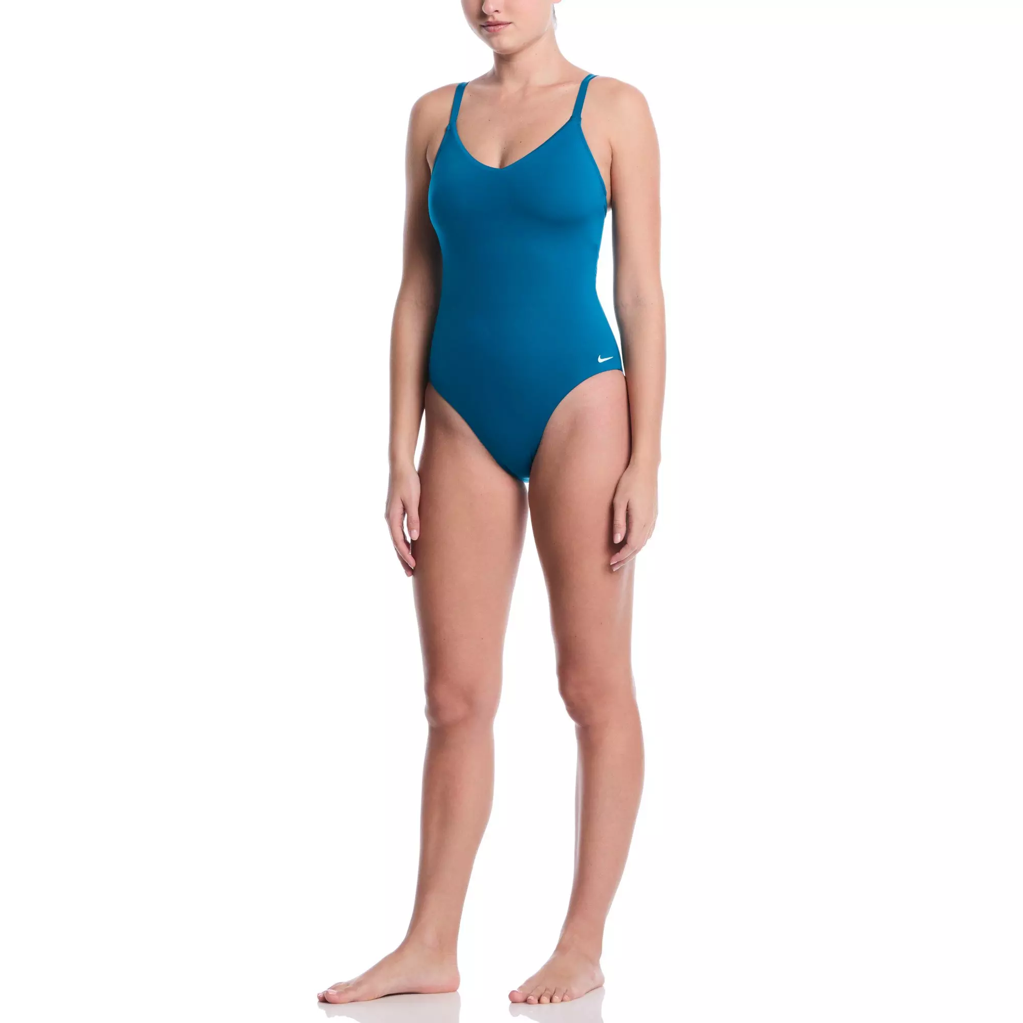 Nike Women's Swim Effortless Essential V-Neck One Piece Swimsuit - TEAL