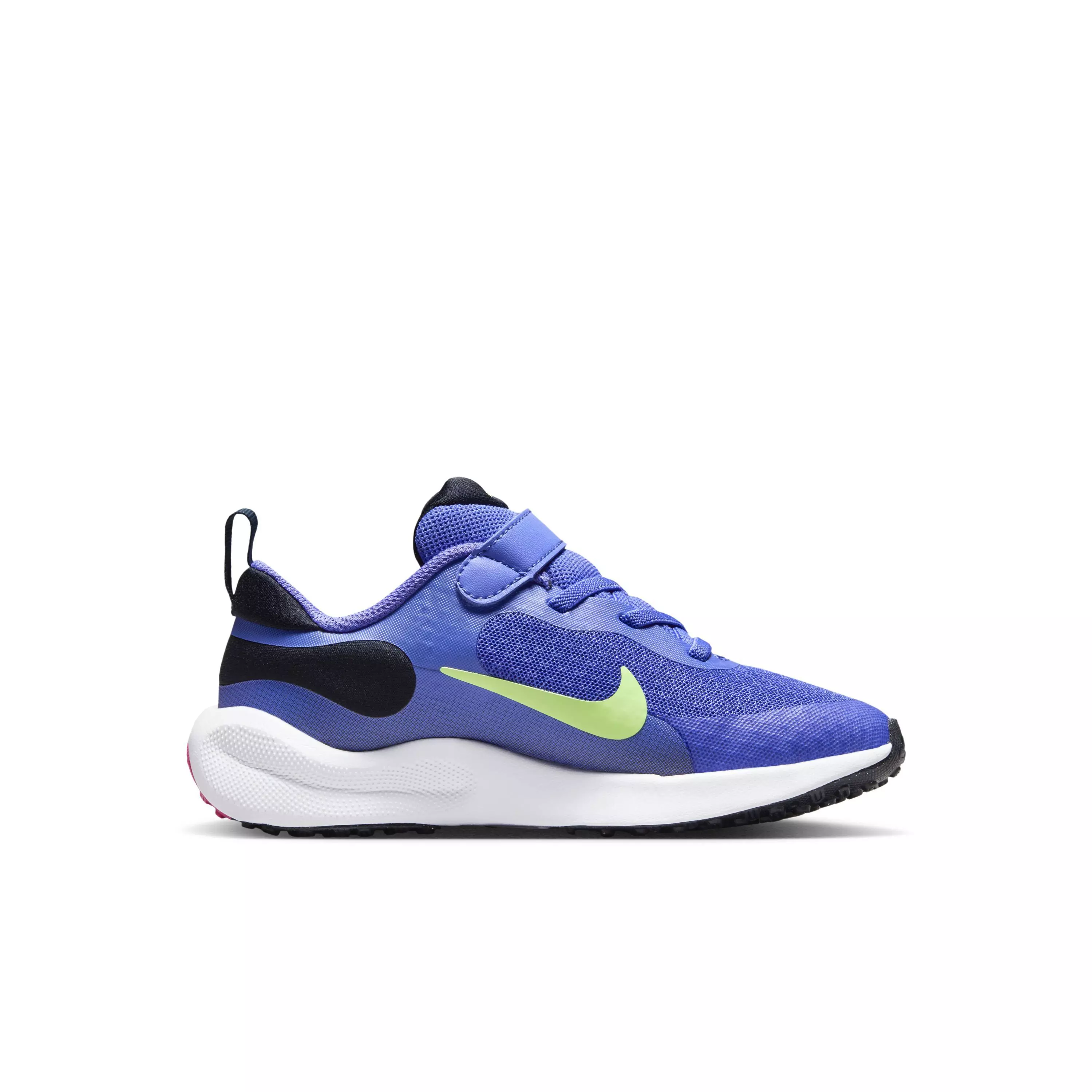 Nike Revolution 7 "Light Ultramarine/Dark Obsidian/White/Lime Blast" Preschool Kids' Running Shoe - LT ULTRAMARINE/DK OBSIDIAN/WHITE/LIME