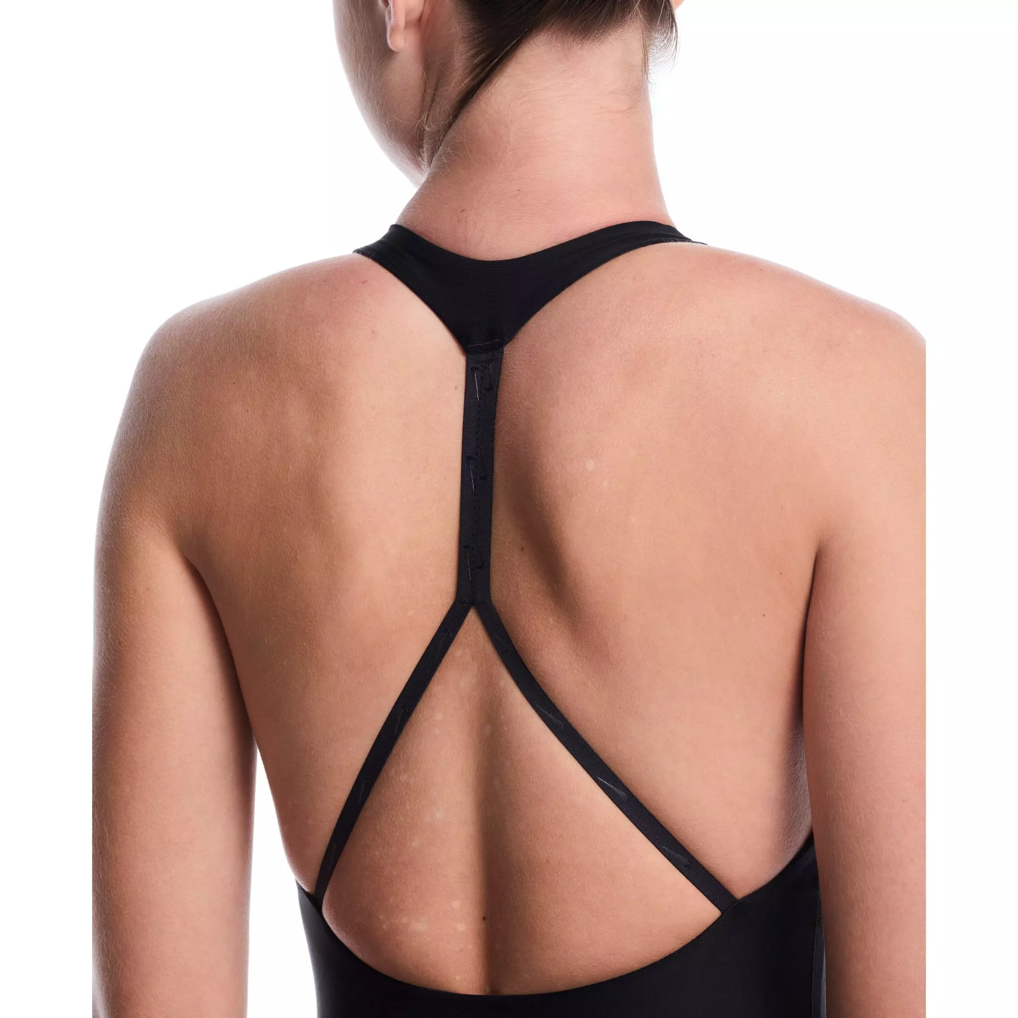 Nike Women's Swim Hydralock Luxe Women's V-Neck One Piece Swimsuit - BLACK