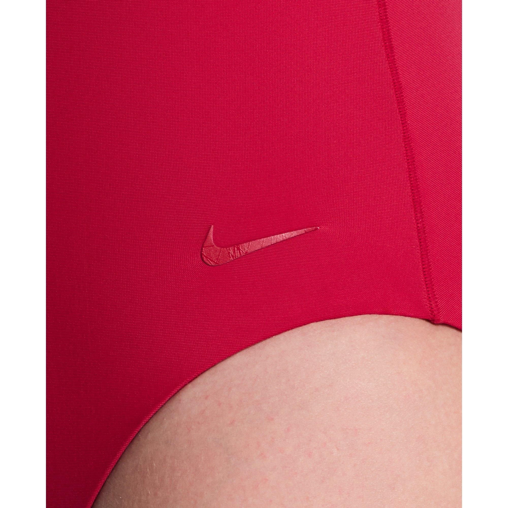 Nike Women's Swim Hydralock Luxe Women's V-Neck One Piece Swimsuit - RED Thumbnail View 3