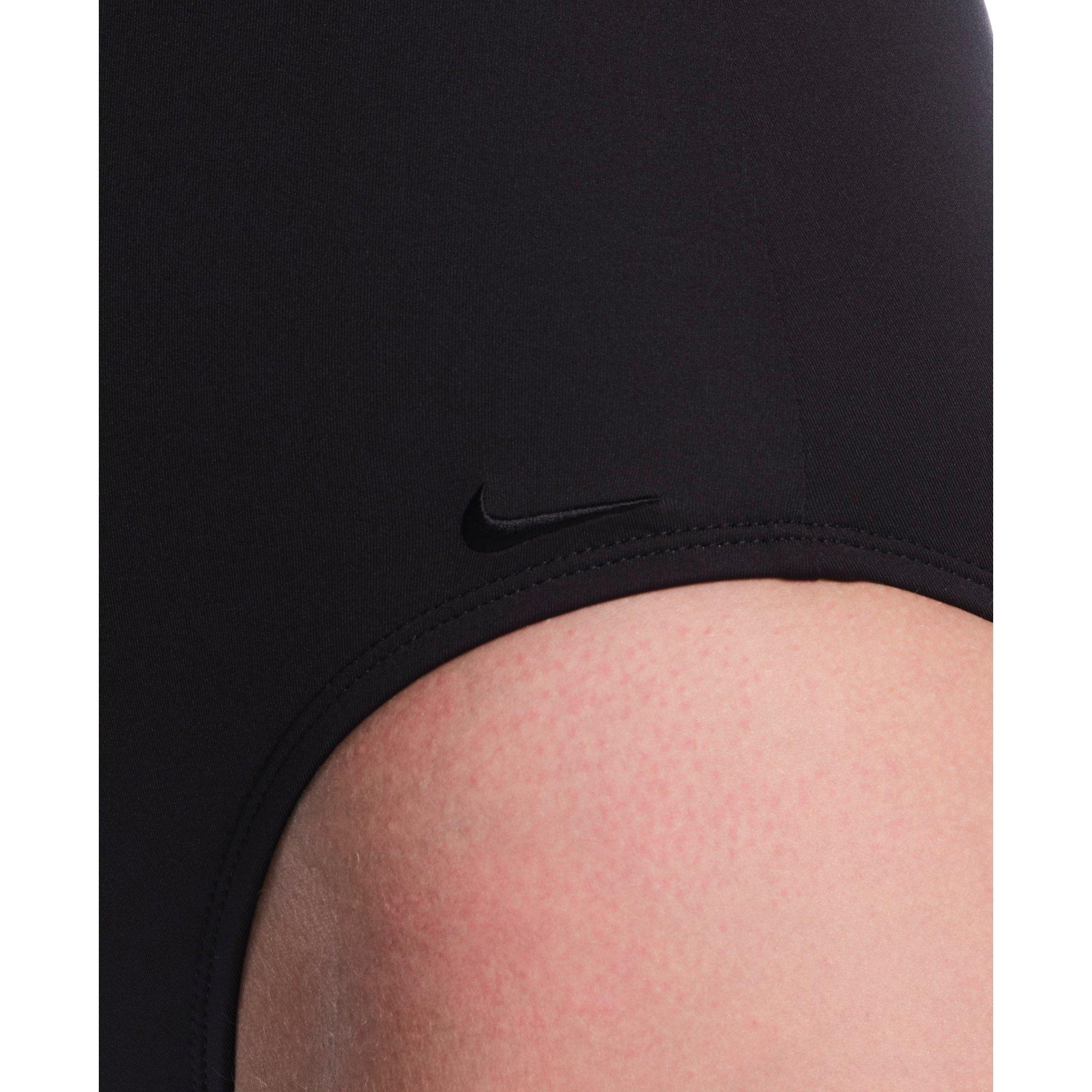 Nike Women's Swim V-Back One Piece Swimsuit - BLACK Thumbnail View 3