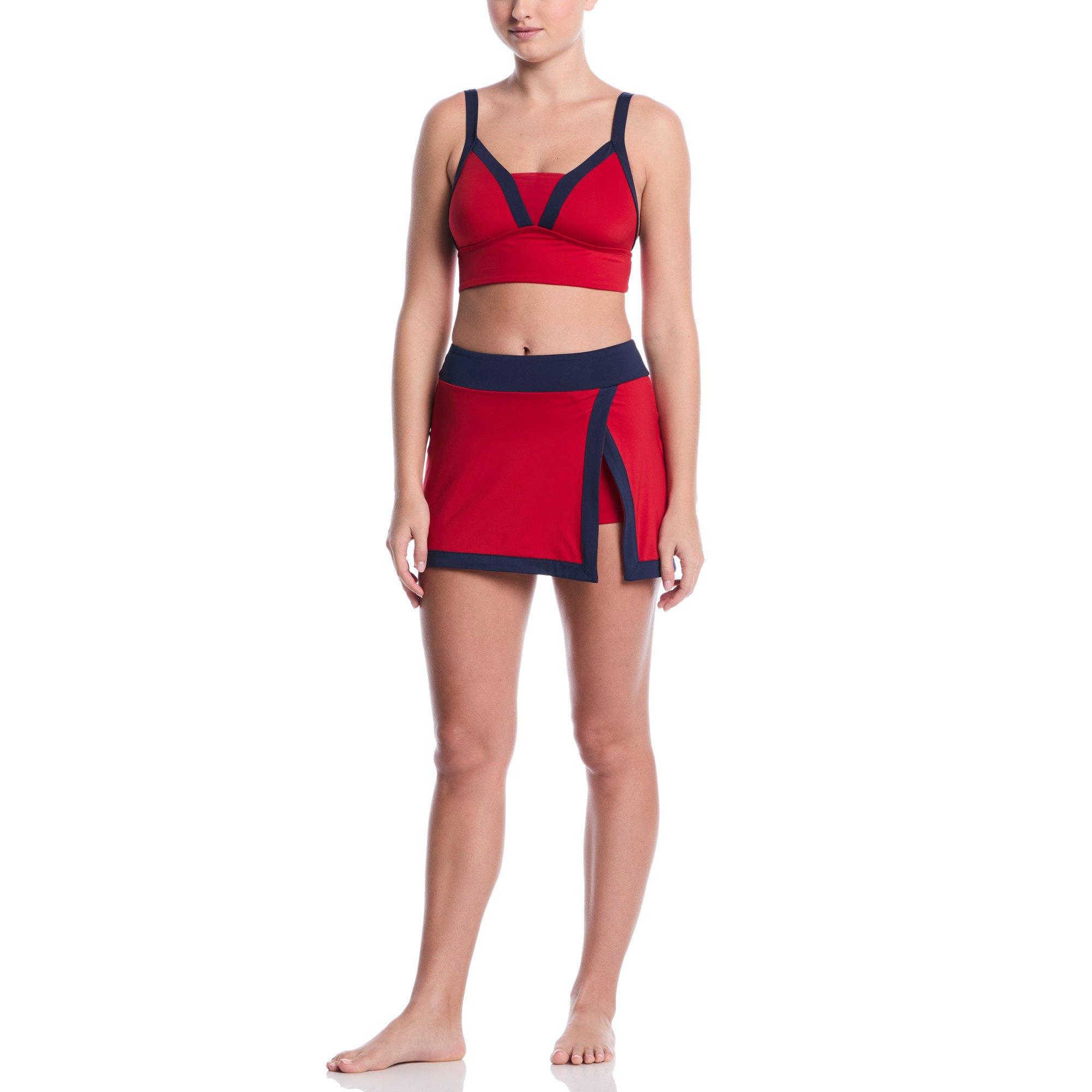 Nike Women's Swim Color Block Swim Skirt - RED Thumbnail View 5