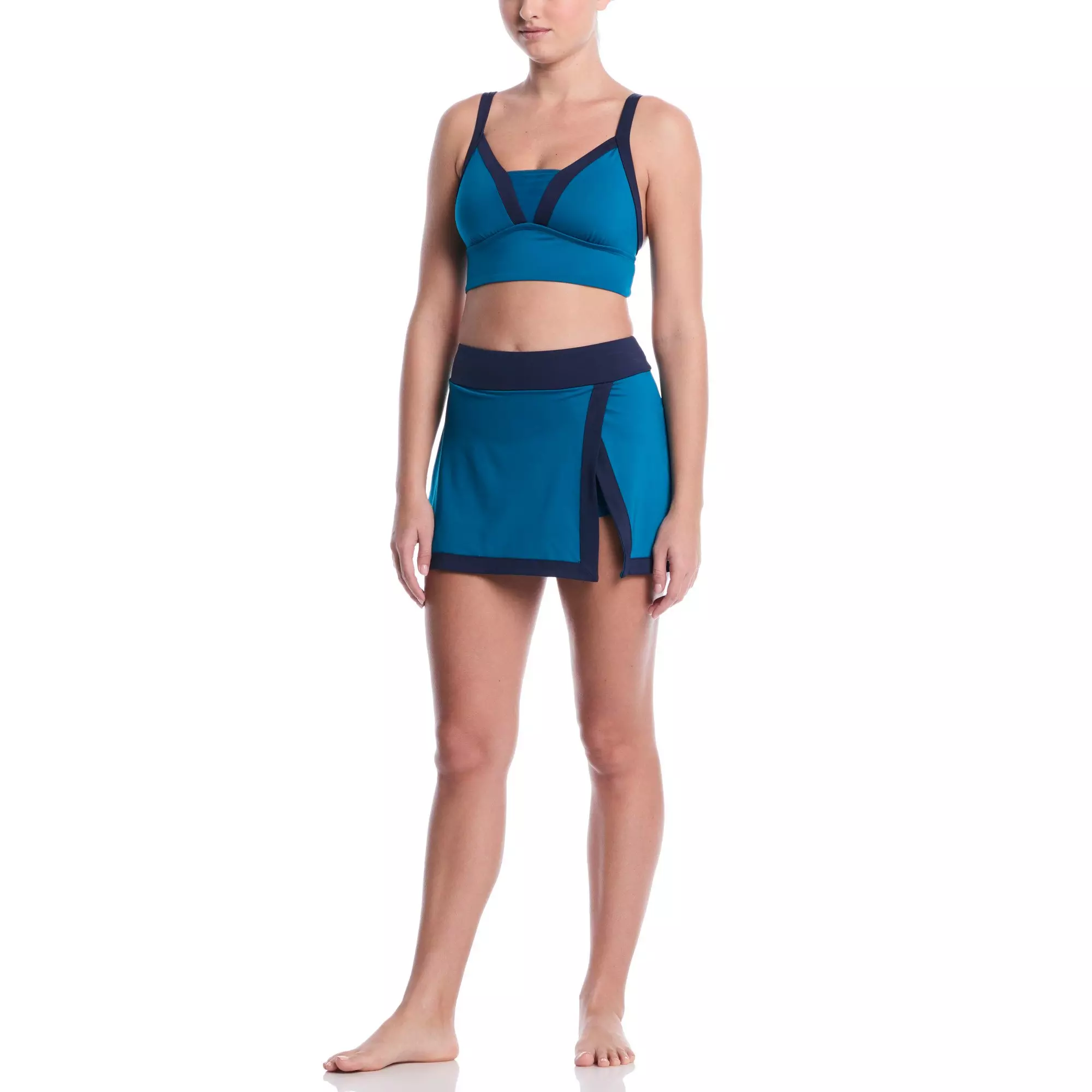 Nike Women's Swim Color Block Swim Skirt - BLUE
