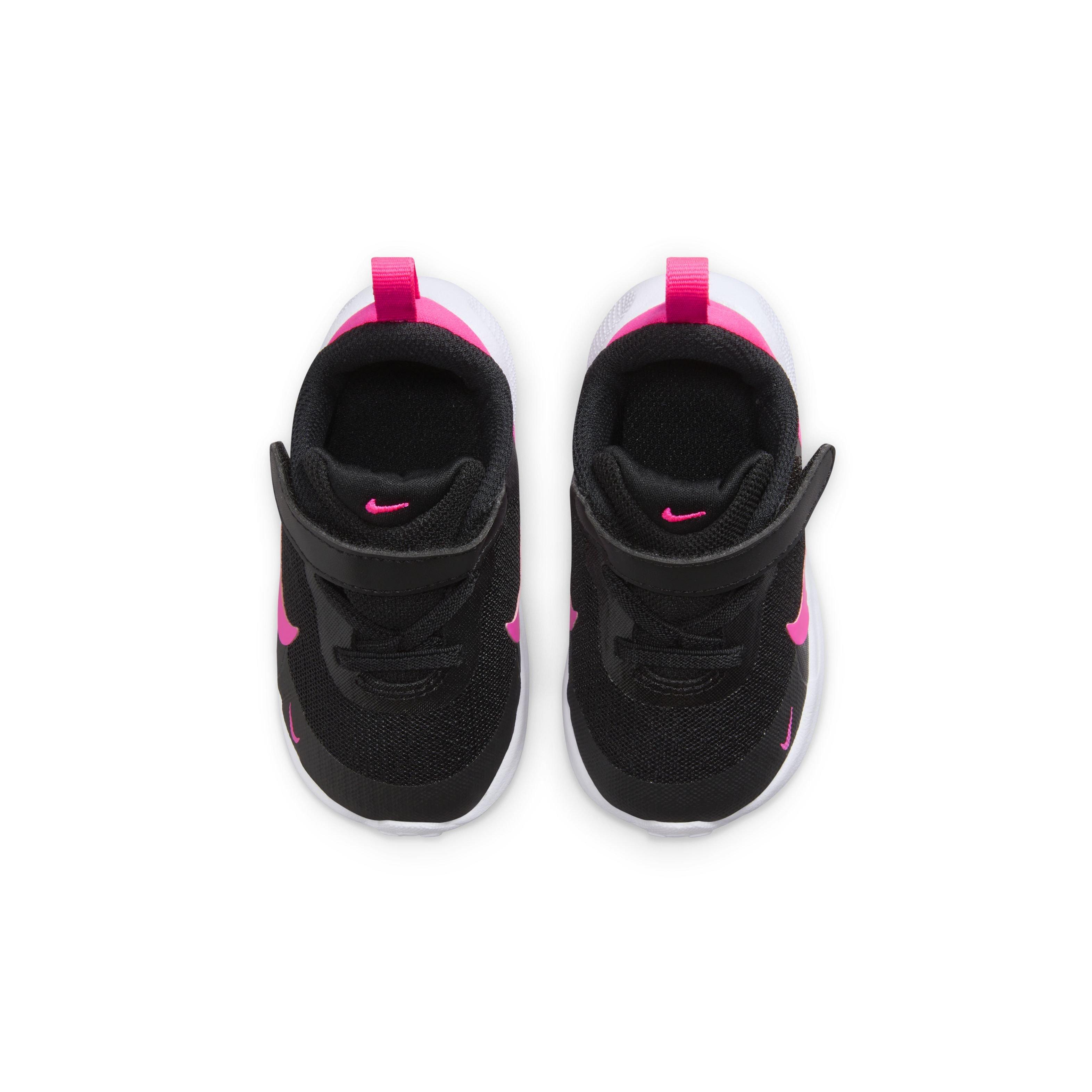 Nike Revolution 7 Infant Girls' "Black/White/Hyper Pink" Running Shoe