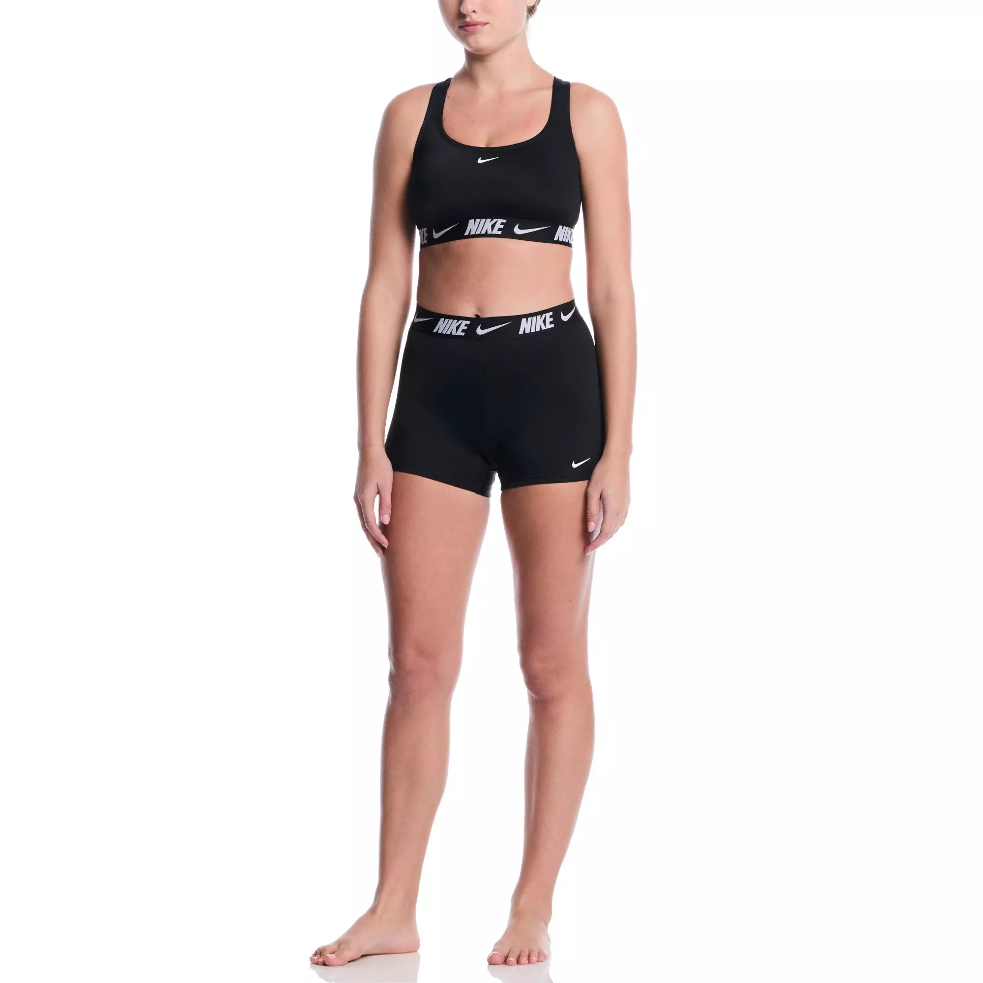 Nike Women's Swim Logo Tape Kickshort - BLACK