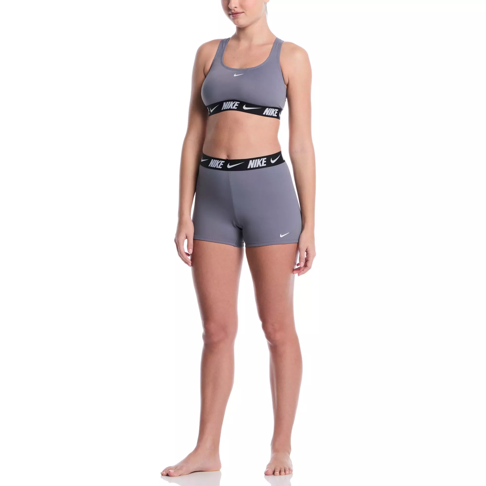 Nike Women's Swim Logo Tape Kickshort - GREY