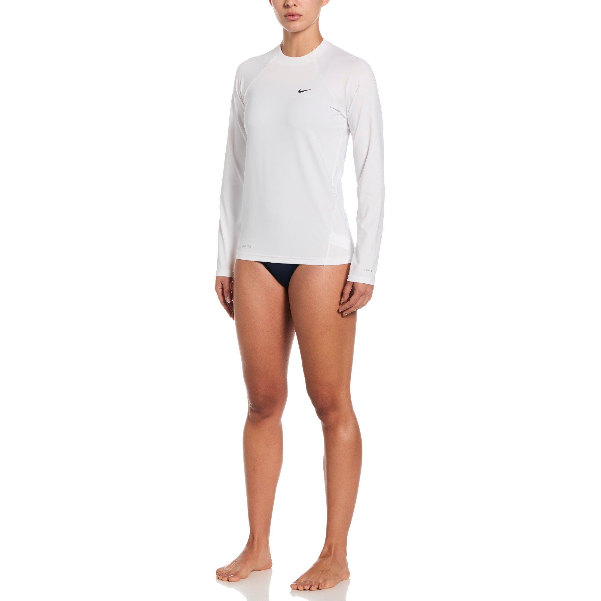 Nike Women's Swim Hydroguard Dri-FIT UV Long Sleeve Swim Top - WHITE Thumbnail View 6