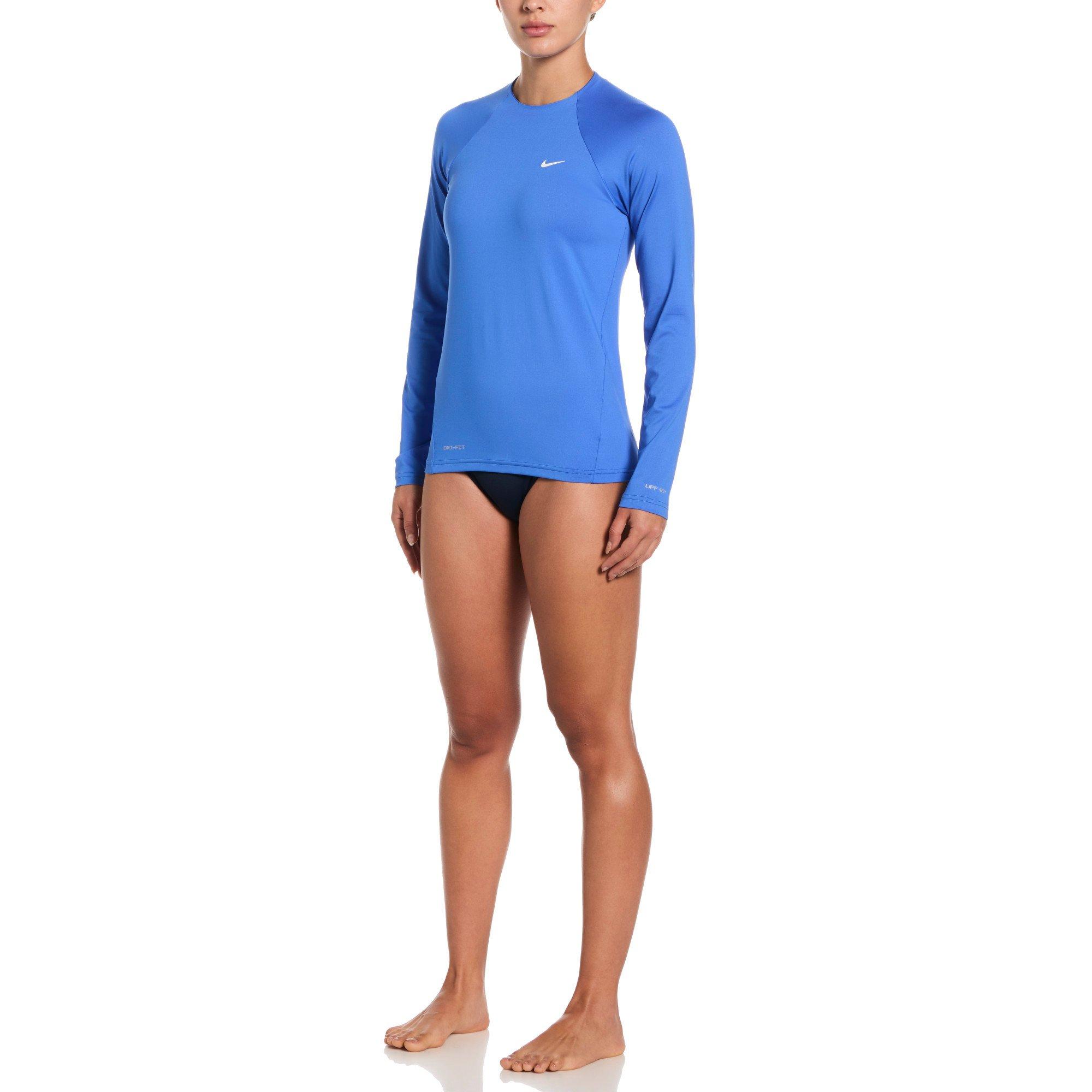 Nike Women's Swim Hydroguard Dri-FIT UV Long Sleeve Swim Top - BLUE Thumbnail View 6