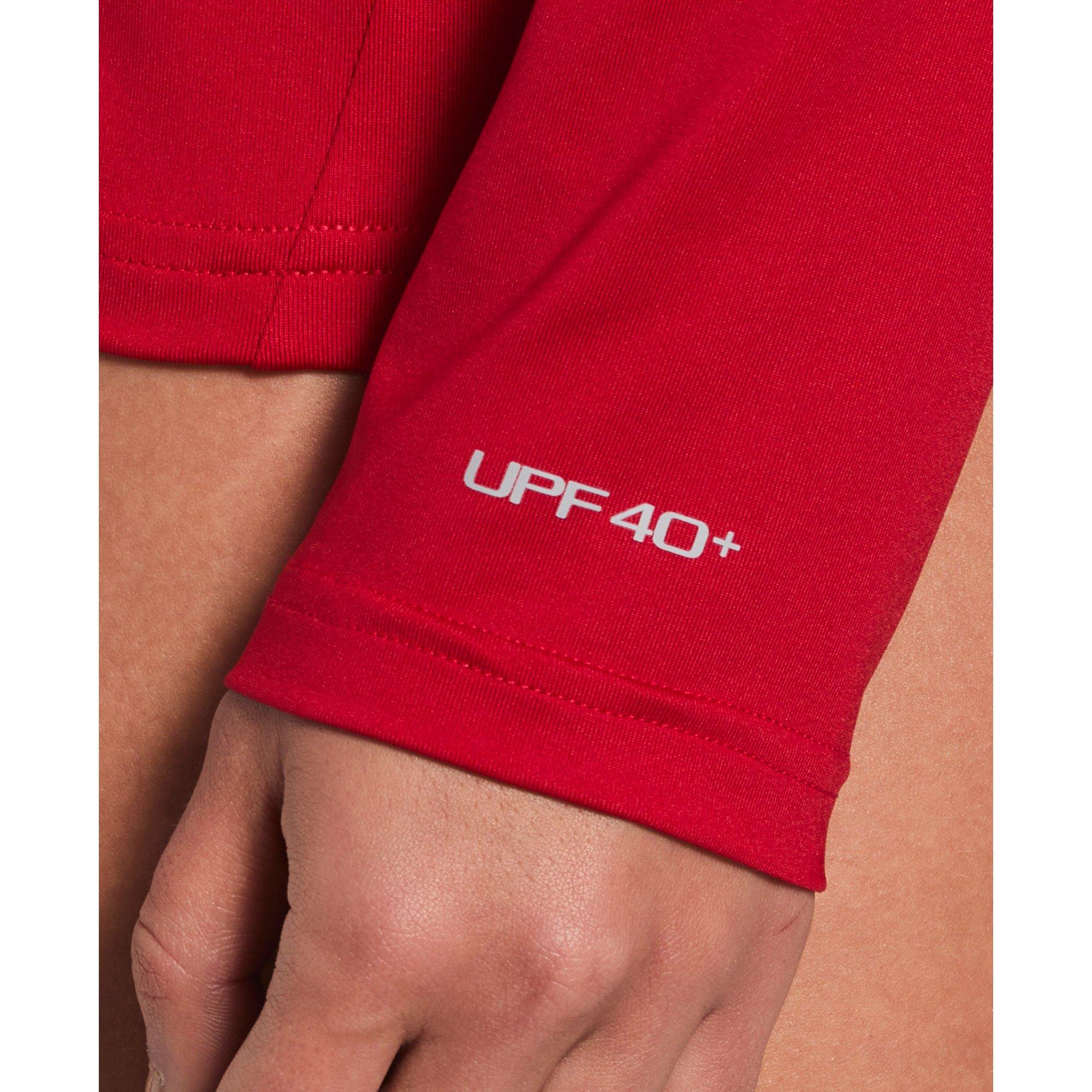 Nike Women's Swim Hydroguard Dri-FIT UV Long Sleeve Swim Top - RED Thumbnail View 4