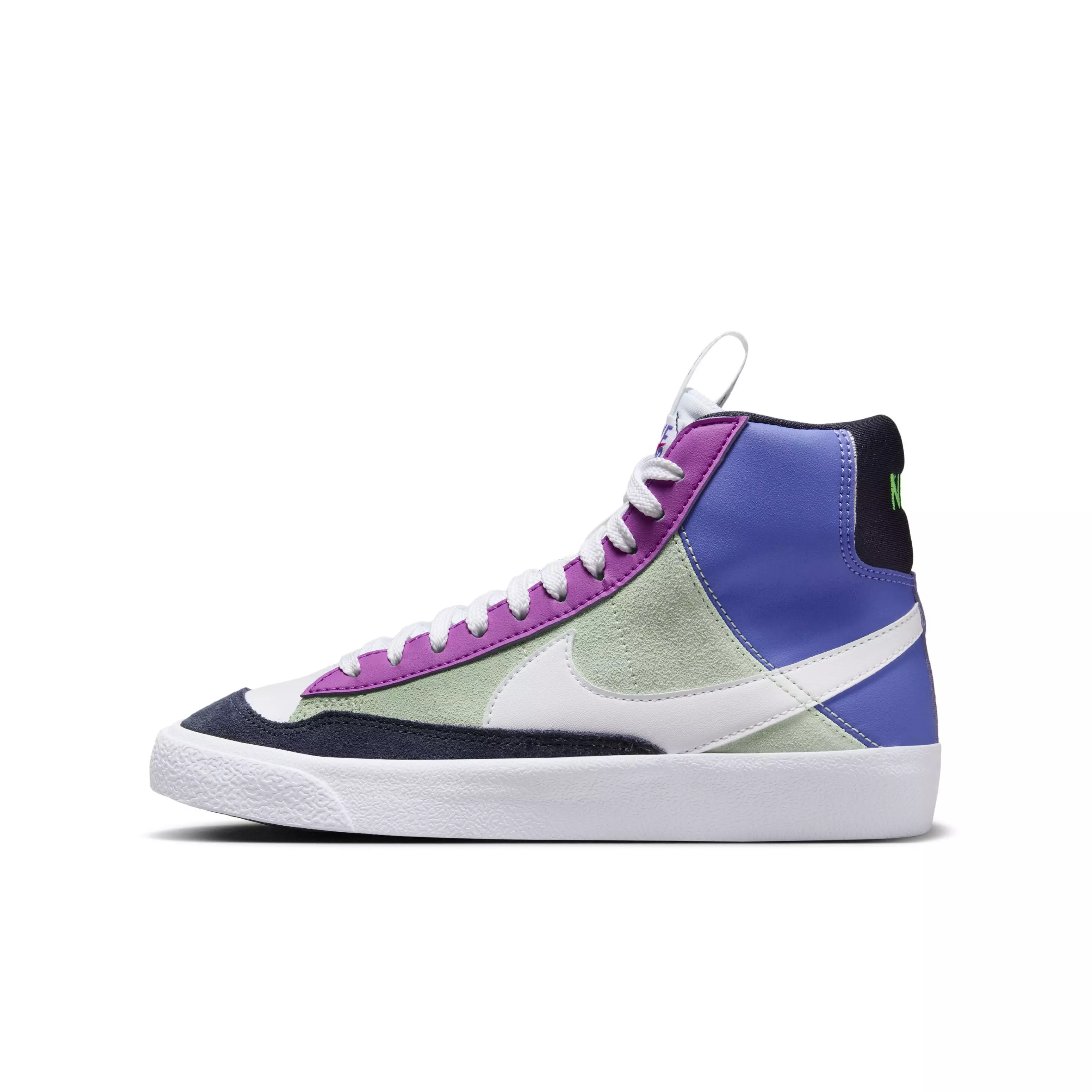 Nike Blazer Mid '77 "Light Ultramarine/Honeydew/Fuchsia Dream/White" Grade School Girls' Shoe - LT ULTRAMARINE/HONEYDEW/FUCHSIA/WHITE
