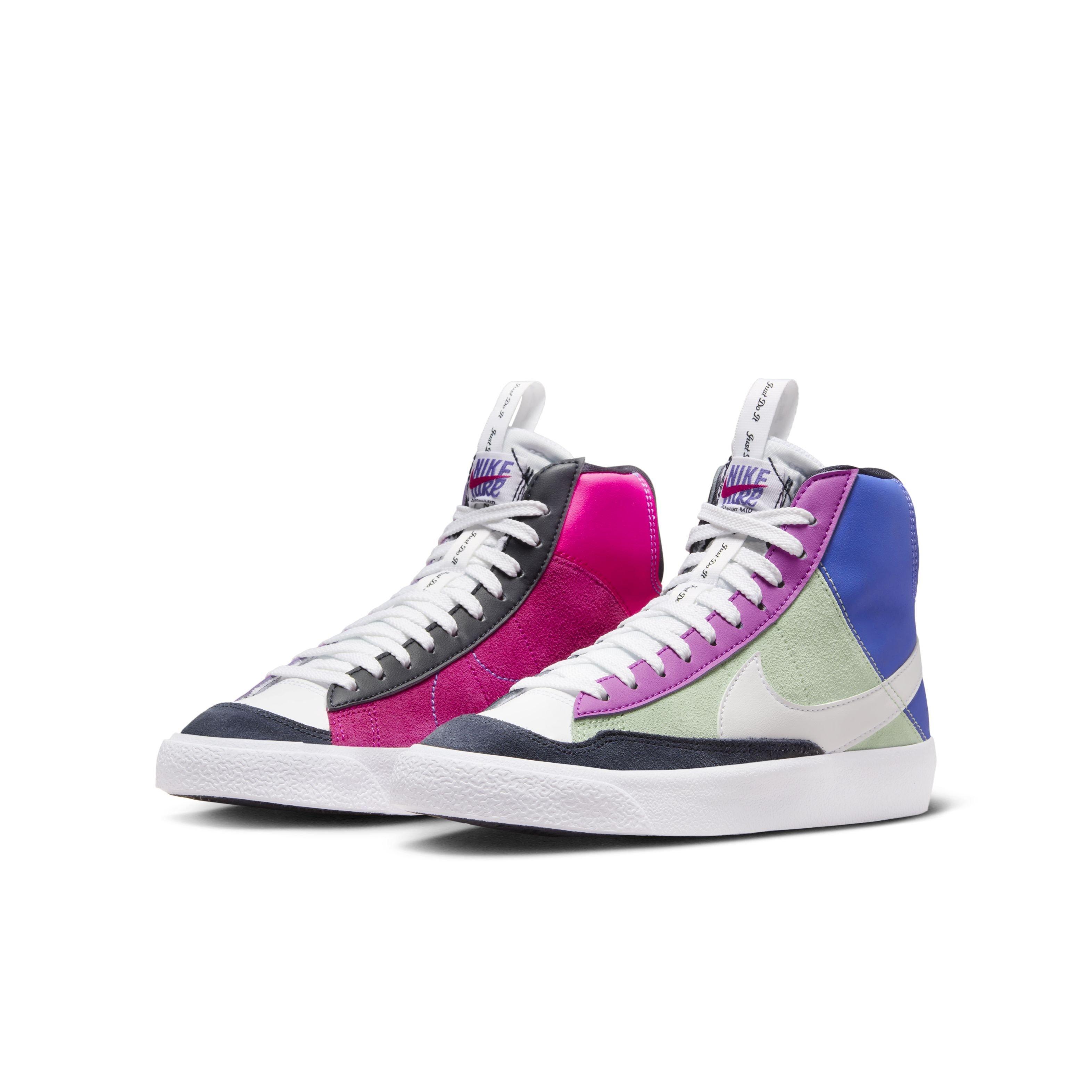 Nike Blazer Mid '77 "Light Ultramarine/Honeydew/Fuchsia Dream/White" Grade School Girls' Shoe - LT ULTRAMARINE/HONEYDEW/FUCHSIA/WHITE Thumbnail View 3