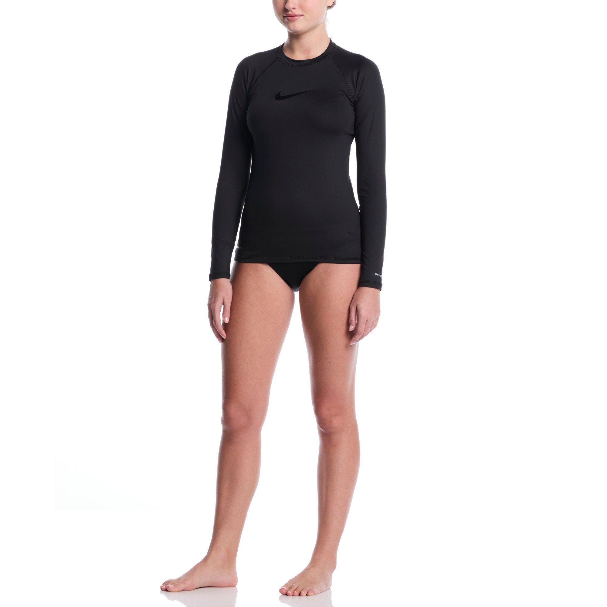 Nike Women's Swim Dri-FIT UV Hydroguard Long Sleeve Swim Top - BLACK Thumbnail View 6