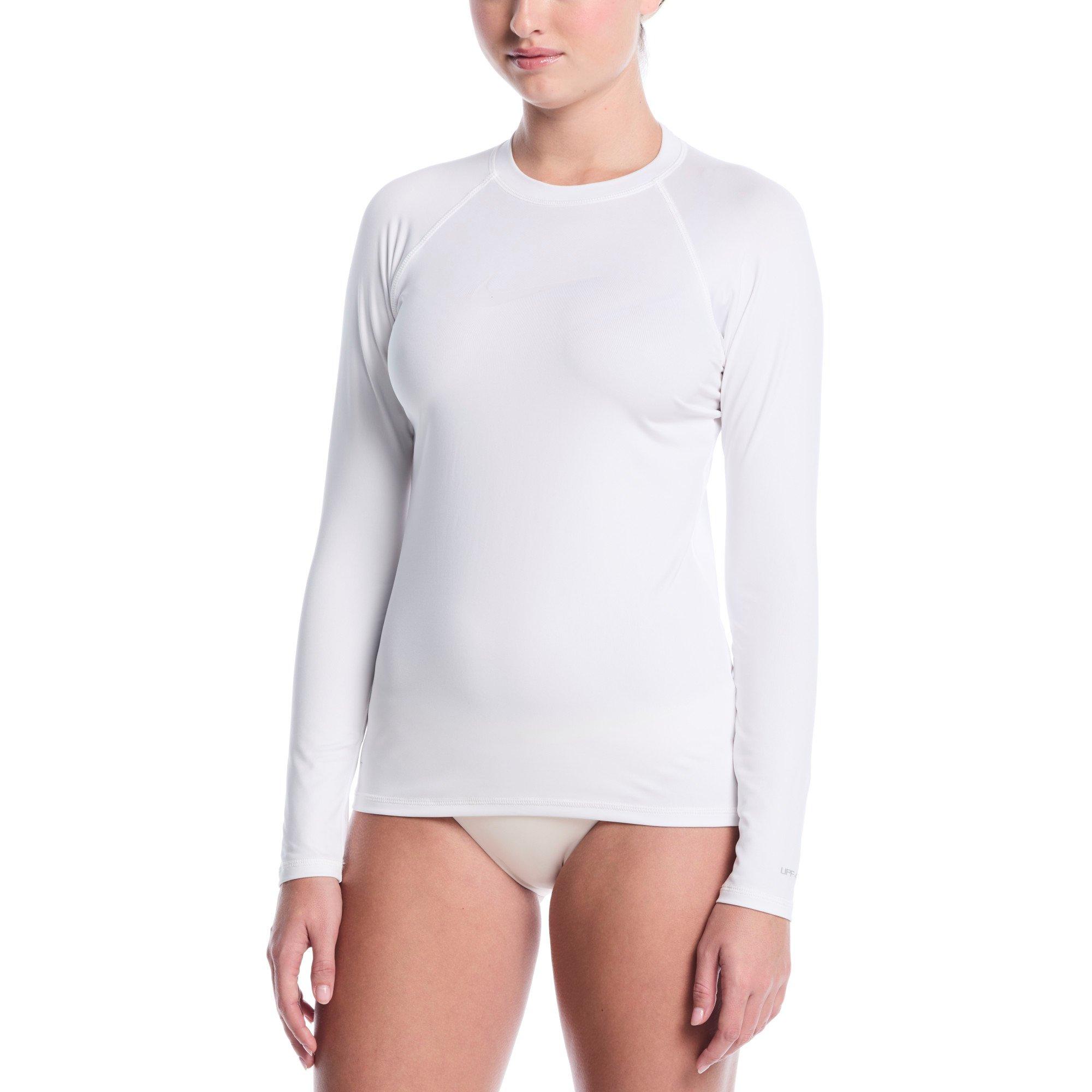 Nike Women's Swim Dri-FIT UV Hydroguard Long Sleeve Swim Top - WHITE Thumbnail View 1