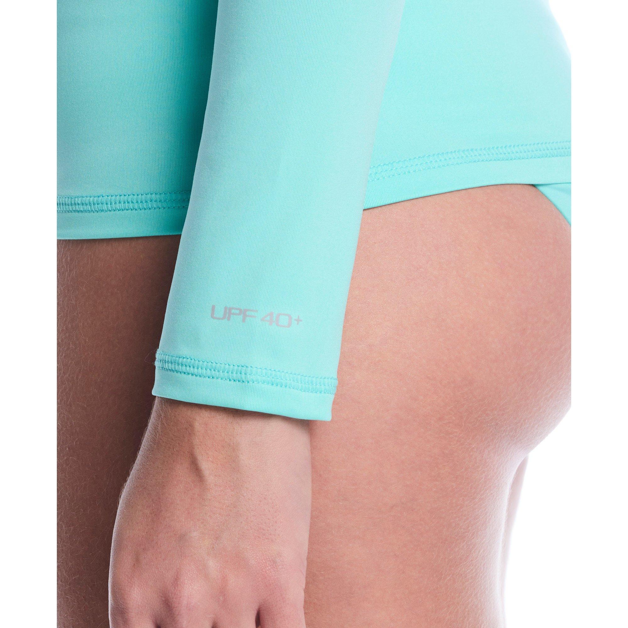 Nike Women's Swim Dri-FIT UV Hydroguard Long Sleeve Swim Top - TURQUOISE Thumbnail View 4