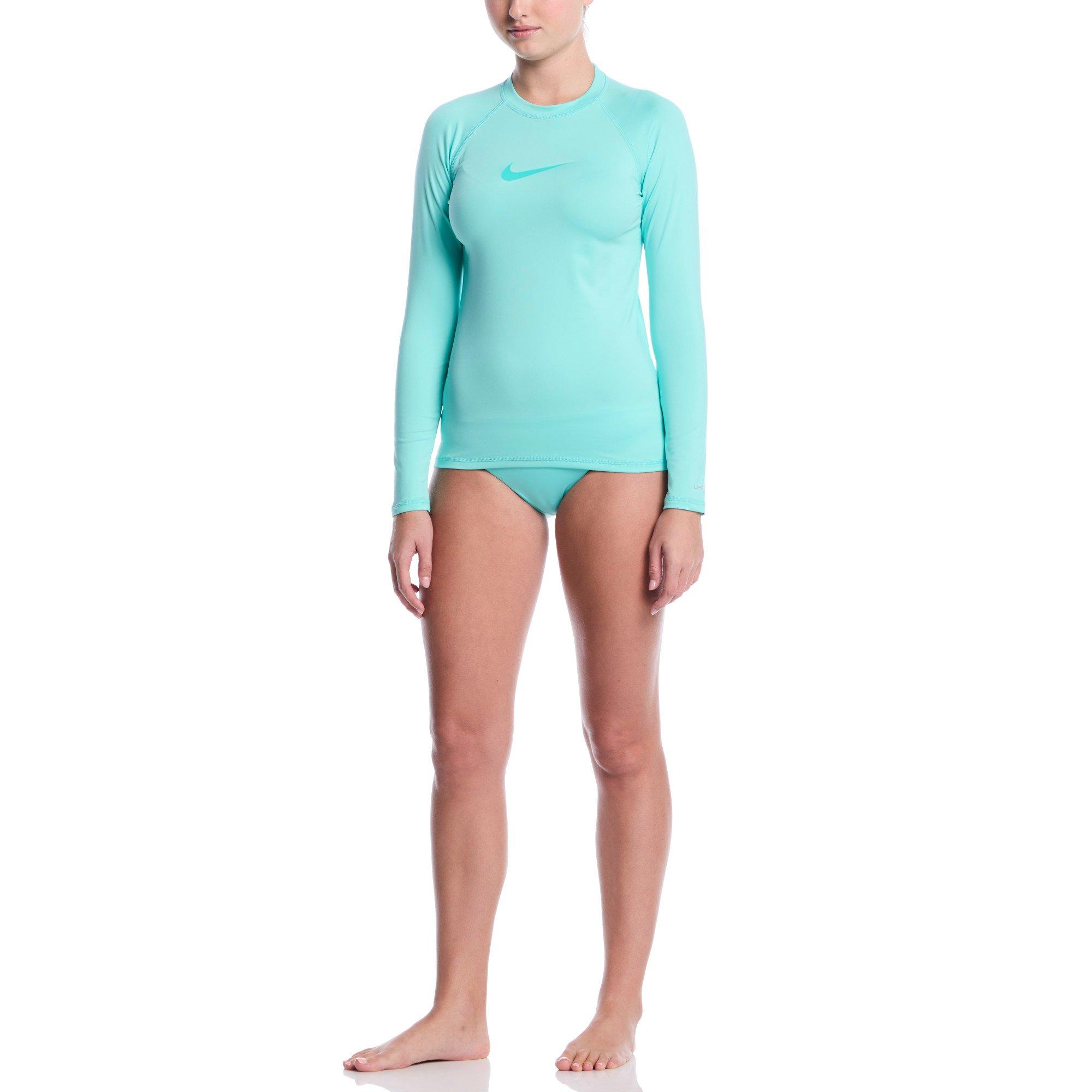 Nike Women's Swim Dri-FIT UV Hydroguard Long Sleeve Swim Top - TURQUOISE Thumbnail View 6