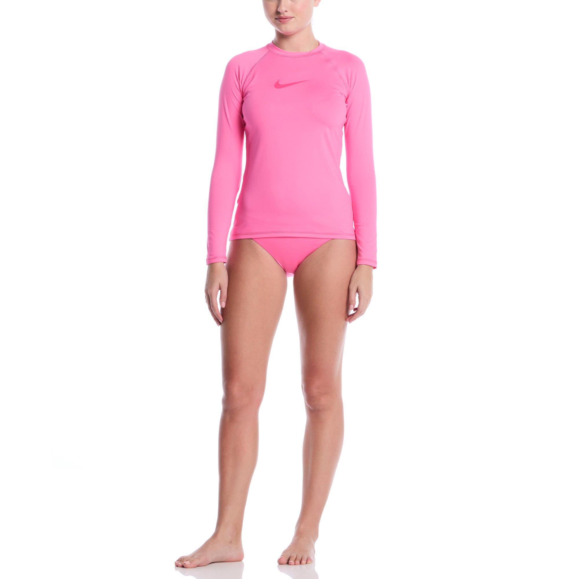 Nike Women's Swim Dri-FIT UV Hydroguard Long Sleeve Swim Top - PINK Thumbnail View 6