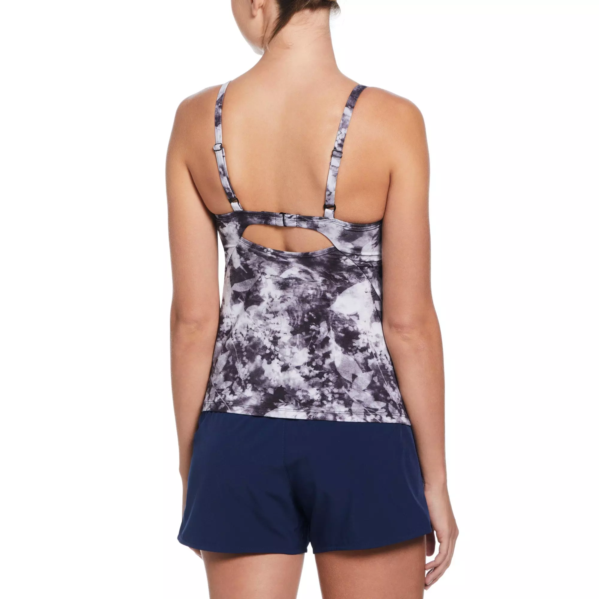 Nike Women's Swim V-Neck Tie Dye Tankini - Black - BLACK