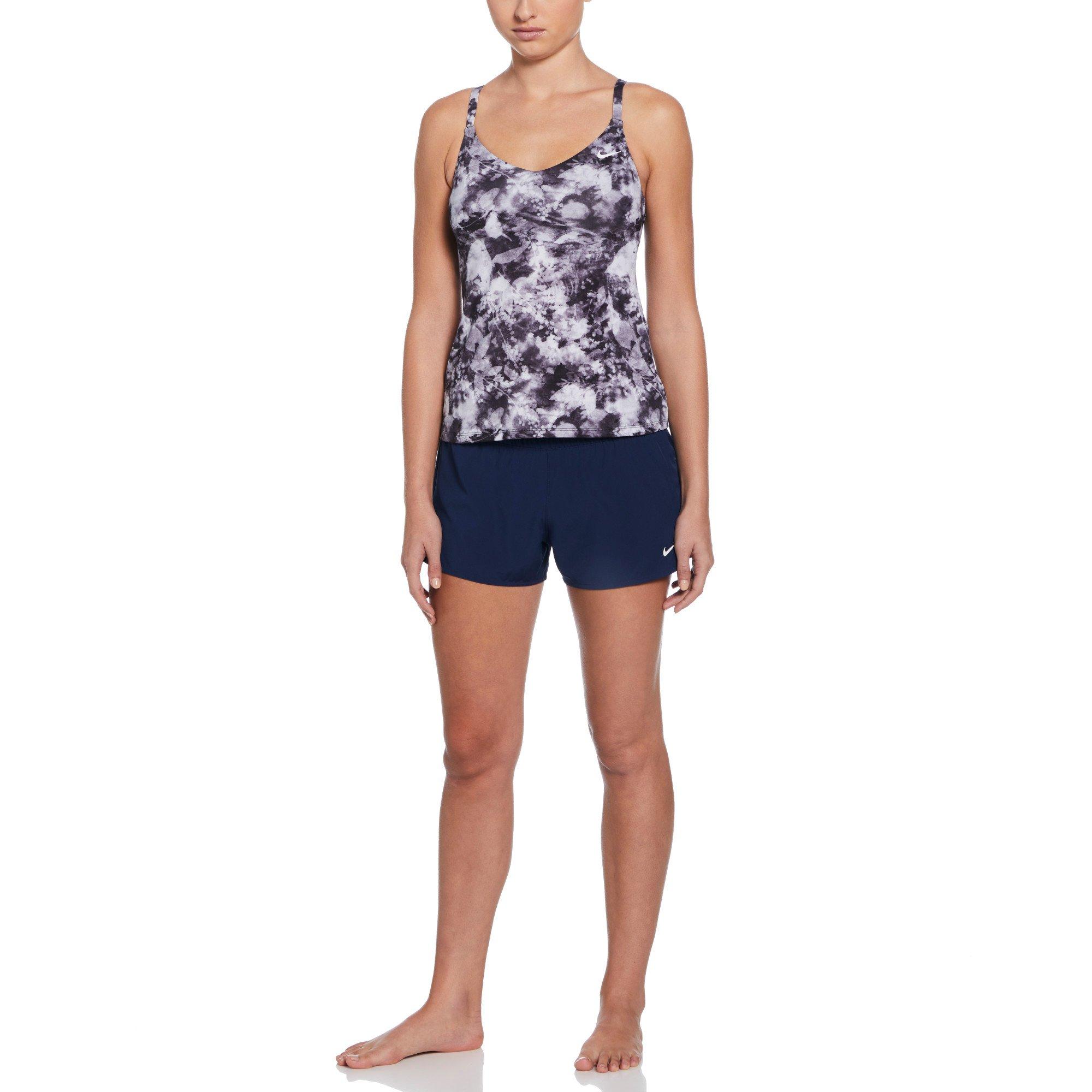 Nike Women's Swim V-Neck Tie Dye Tankini - Black - BLACK Thumbnail View 4