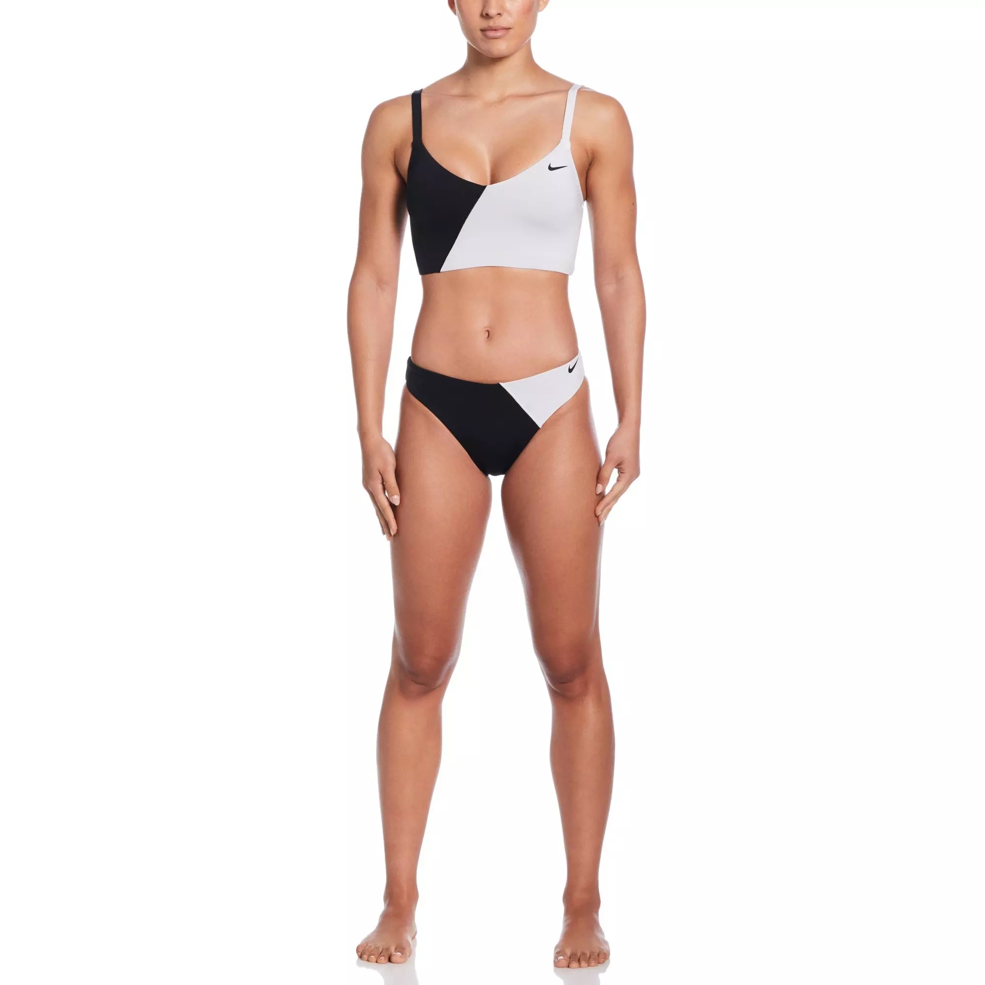 Nike Women's Swim V-Neck Midkini - BLACK